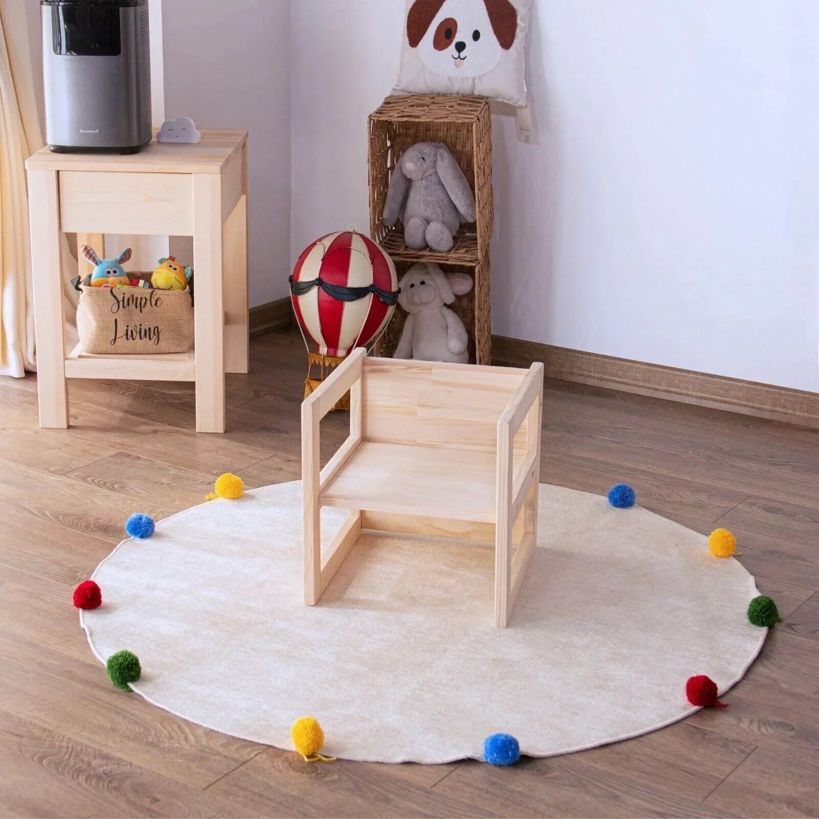 Montessori Wooden Convertable Table & Chair 36,1 cm (W) x 33,7 cm (H) x 36,6 cm (L) - mezetto ebebek ebebek