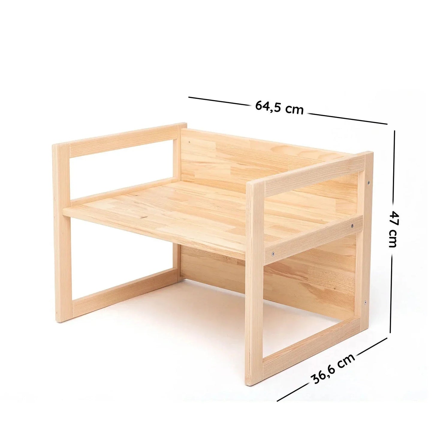Montessori Wooden Convertable Table & Chair 36,6 cm (W) x 47 cm (H) x 64,5 cm (L) - mezetto ebebek ebebek