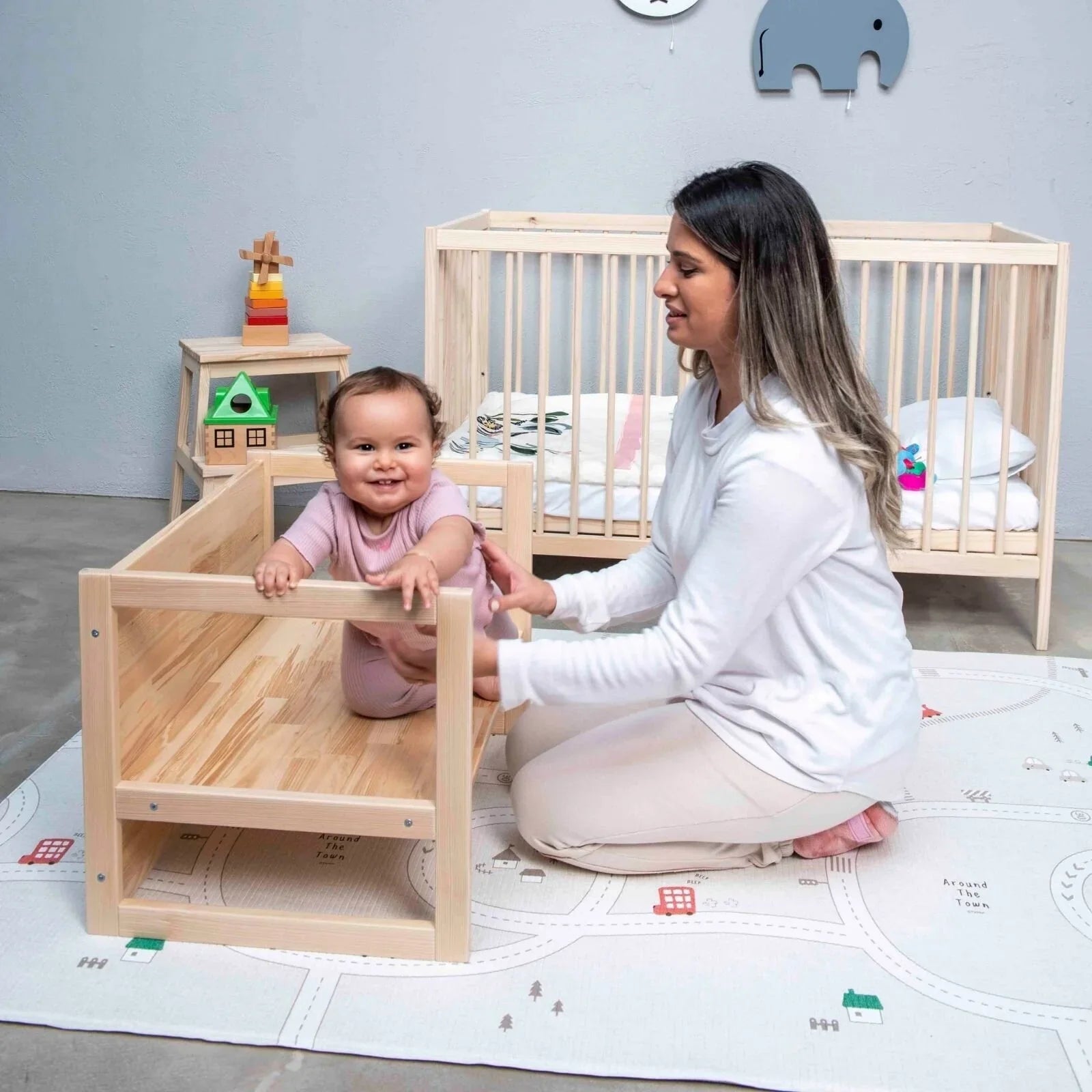 Montessori Wooden Convertable Table & Chair 36,6 cm (W) x 47 cm (H) x 64,5 cm (L) - mezetto ebebek ebebek