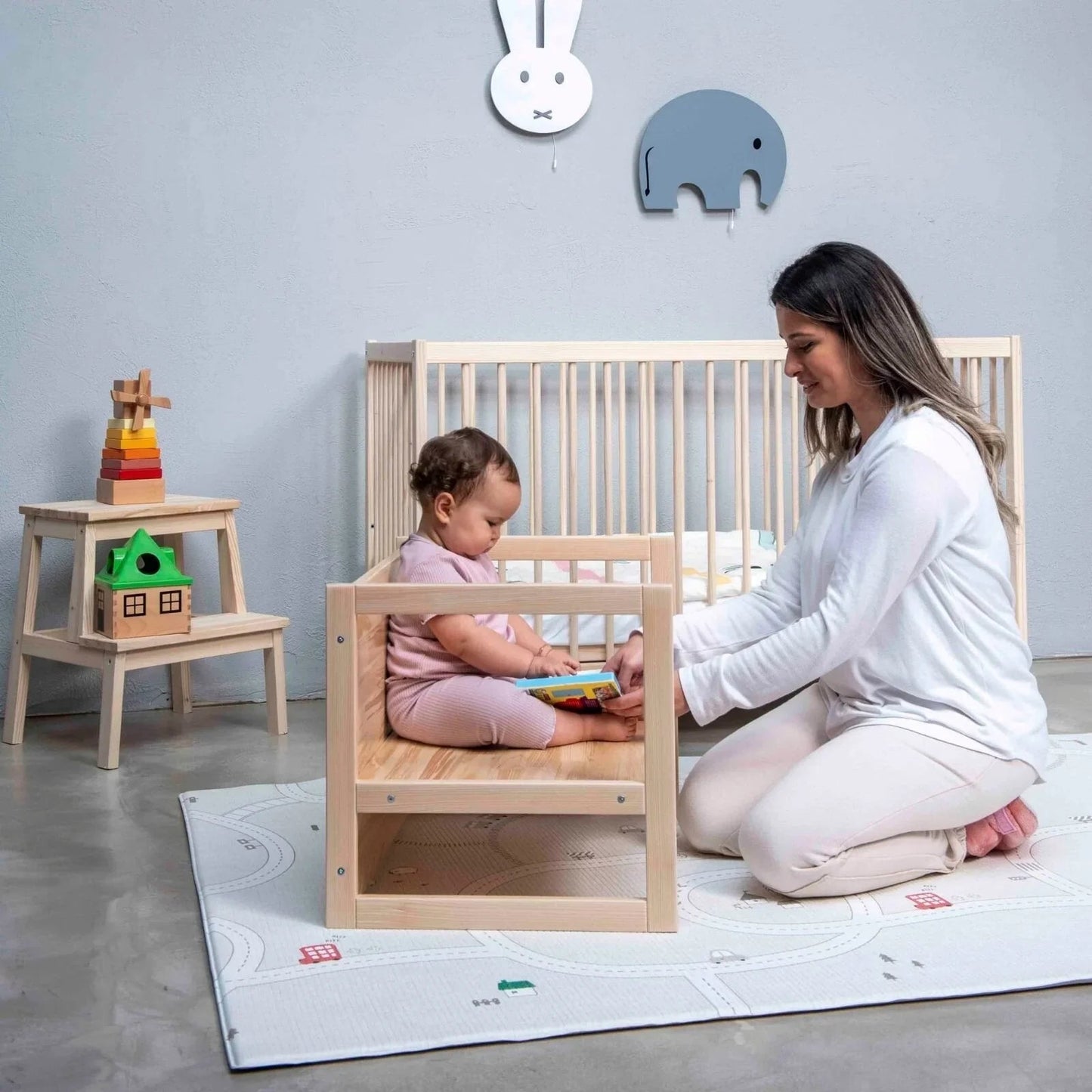 Montessori Wooden Convertable Table & Chair 36,6 cm (W) x 47 cm (H) x 64,5 cm (L) - mezetto ebebek ebebek