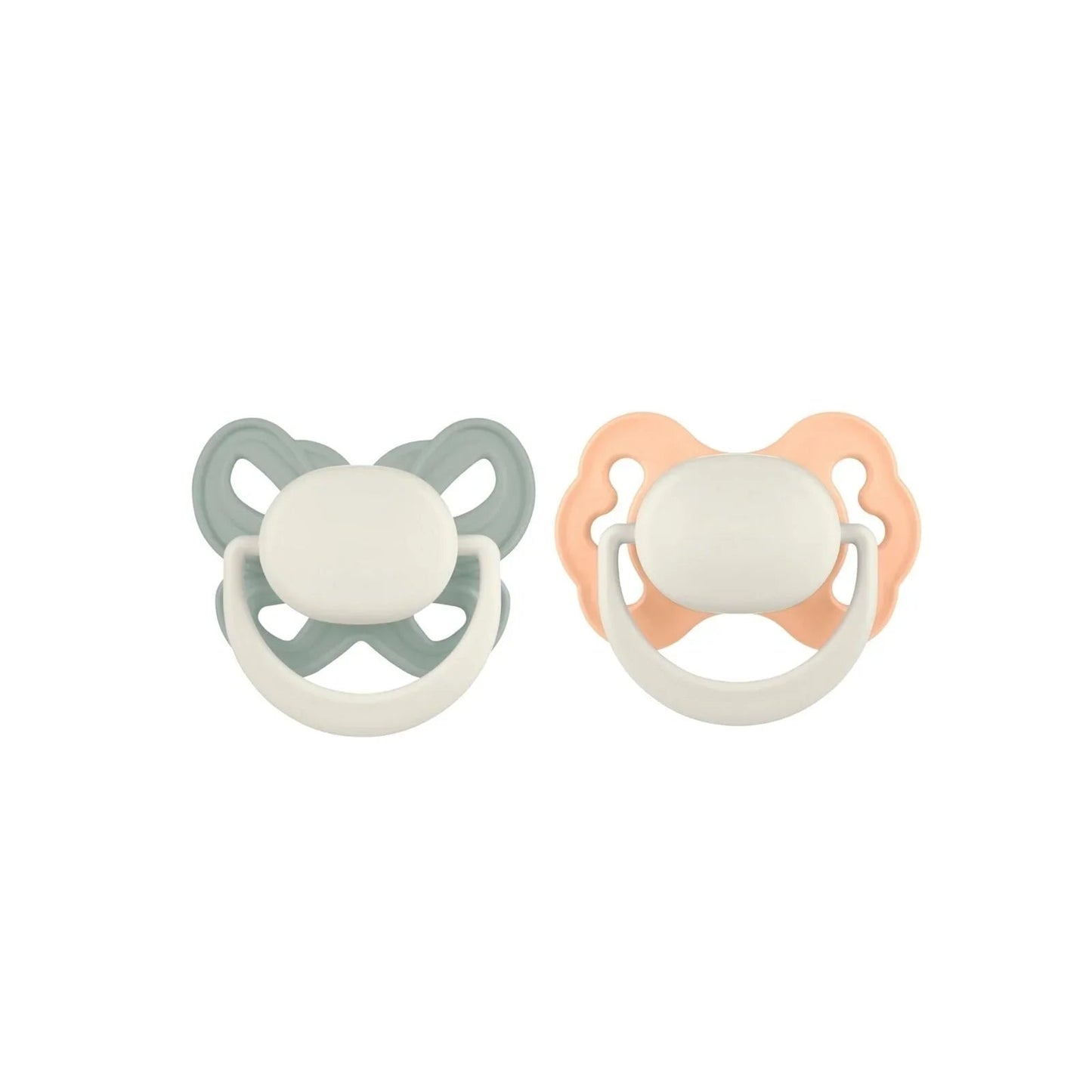 Mooma Clown & Butterfly Soothers 0 - 6 months Pack of 2 - Light Orange & River Green - mezetto ebebek ebebek