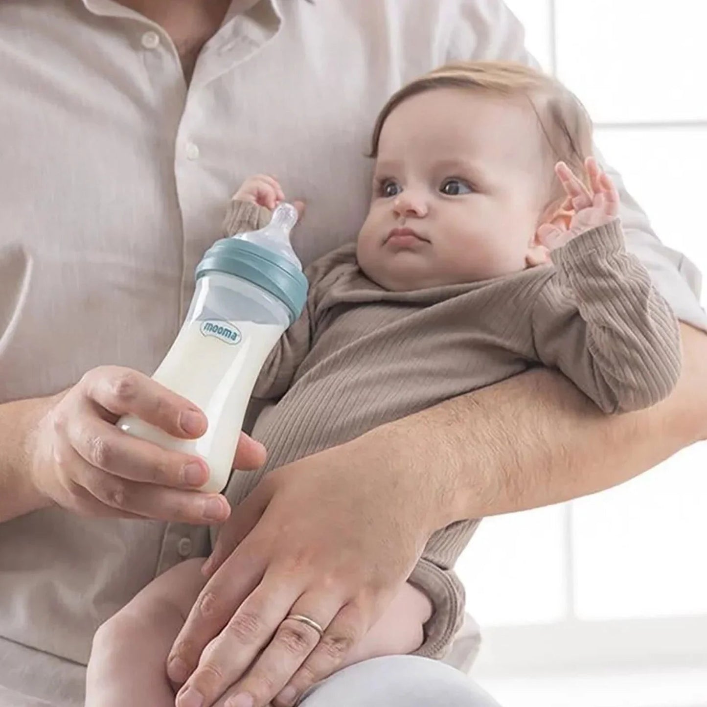 Mooma Kindy Bottle Medium Flow 6 - 18 months 250ml - Ball Blue - mezetto ebebek ebebek