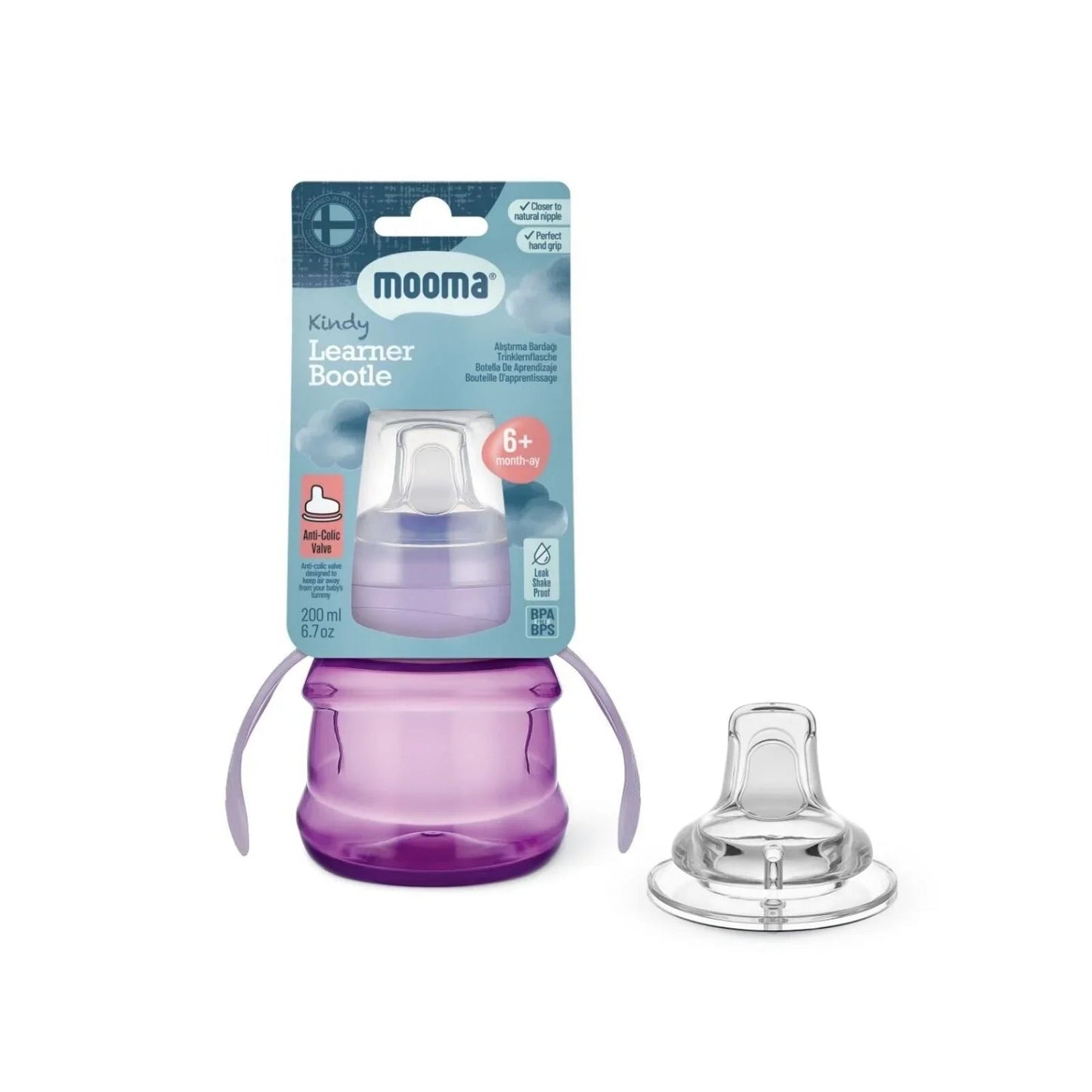 Mooma Kindy Learner Bottle 200ml - Purple - mezetto ebebek ebebek