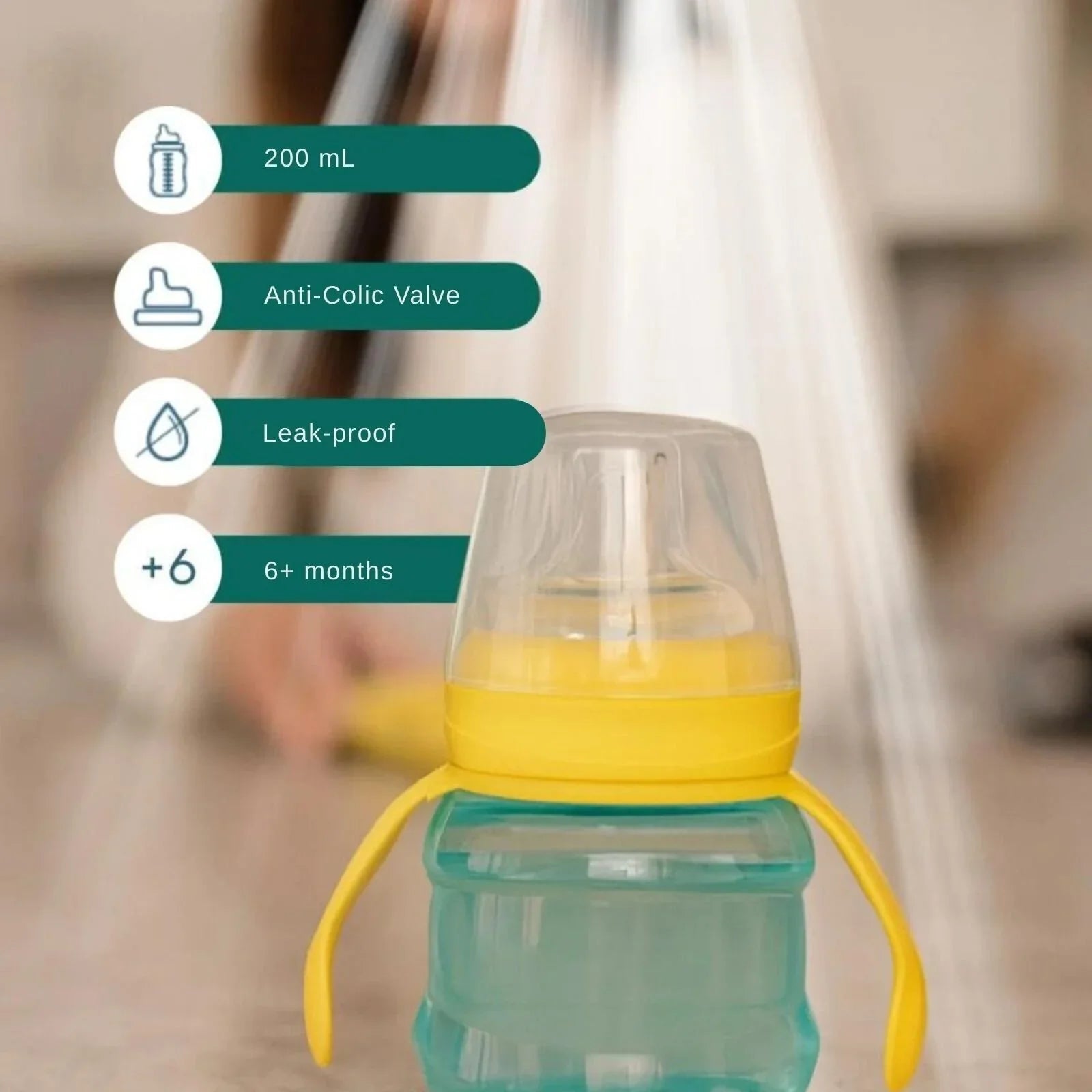 Mooma Kindy Learner Bottle 200ml - Yellow - mezetto ebebek ebebek