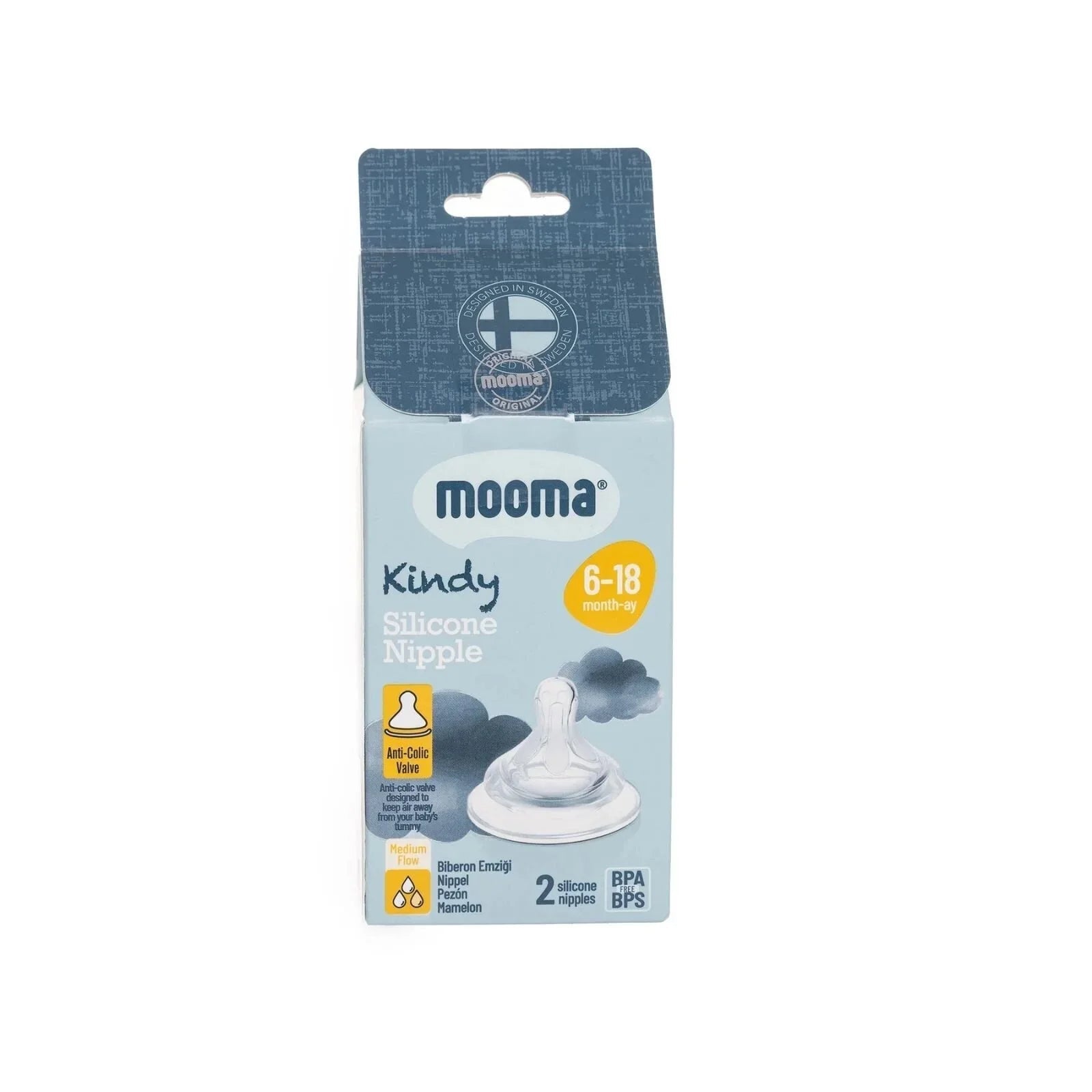 Mooma Kindy Silicone Teats Medium Flow 6 - 18 months Pack of 2 - mezetto ebebek ebebek