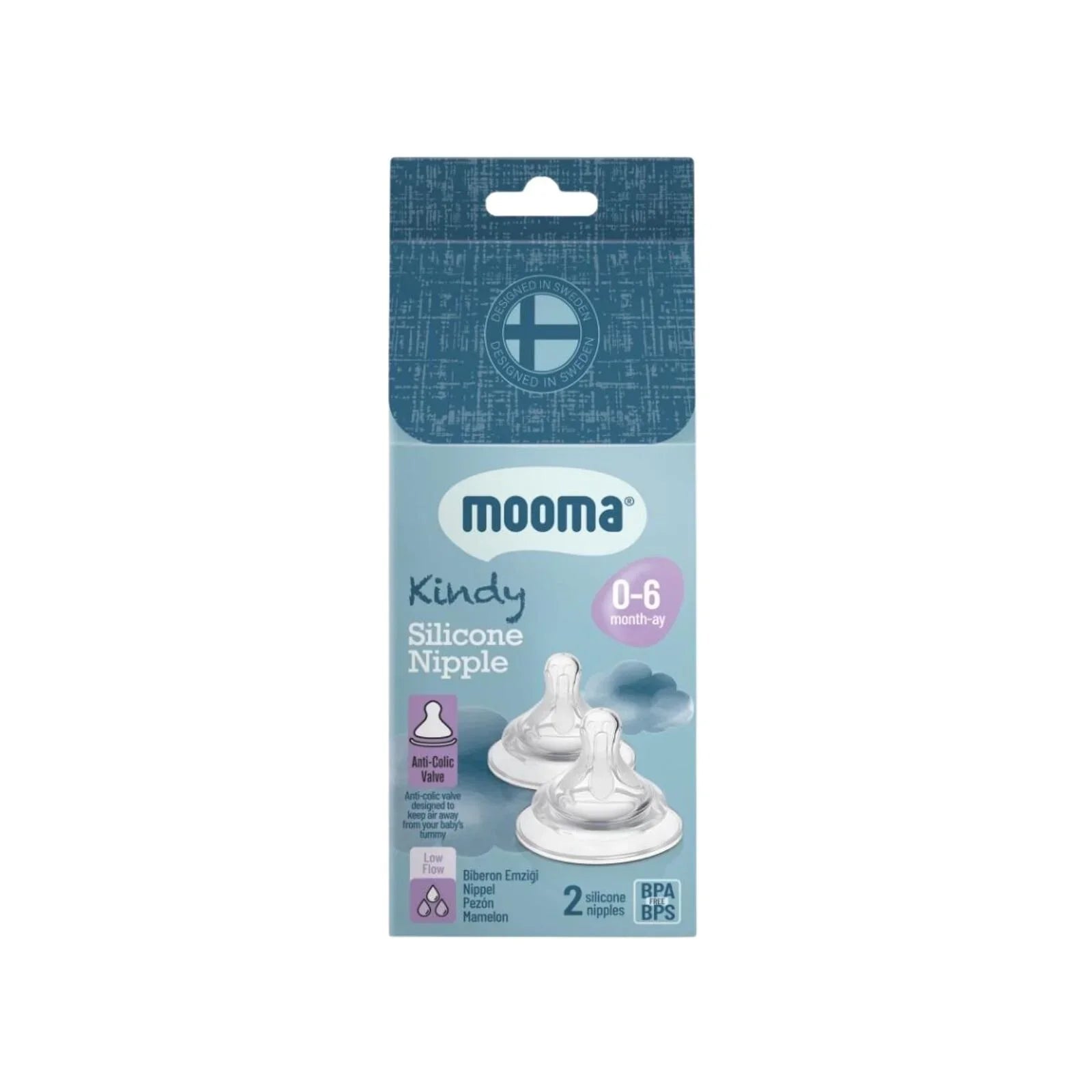 Mooma Kindy Silicone Teats Slow Flow 0 - 6 months Pack of 2 - mezetto ebebek ebebek