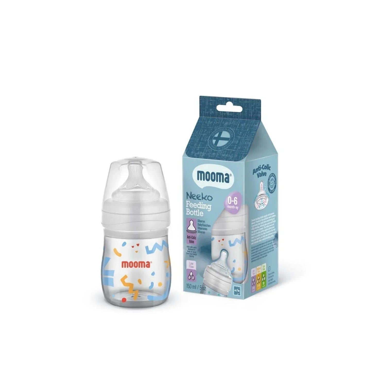 Mooma Neeko Bottle Slow Flow 0 - 6 months 150ml - Confetti - mezetto ebebek ebebek