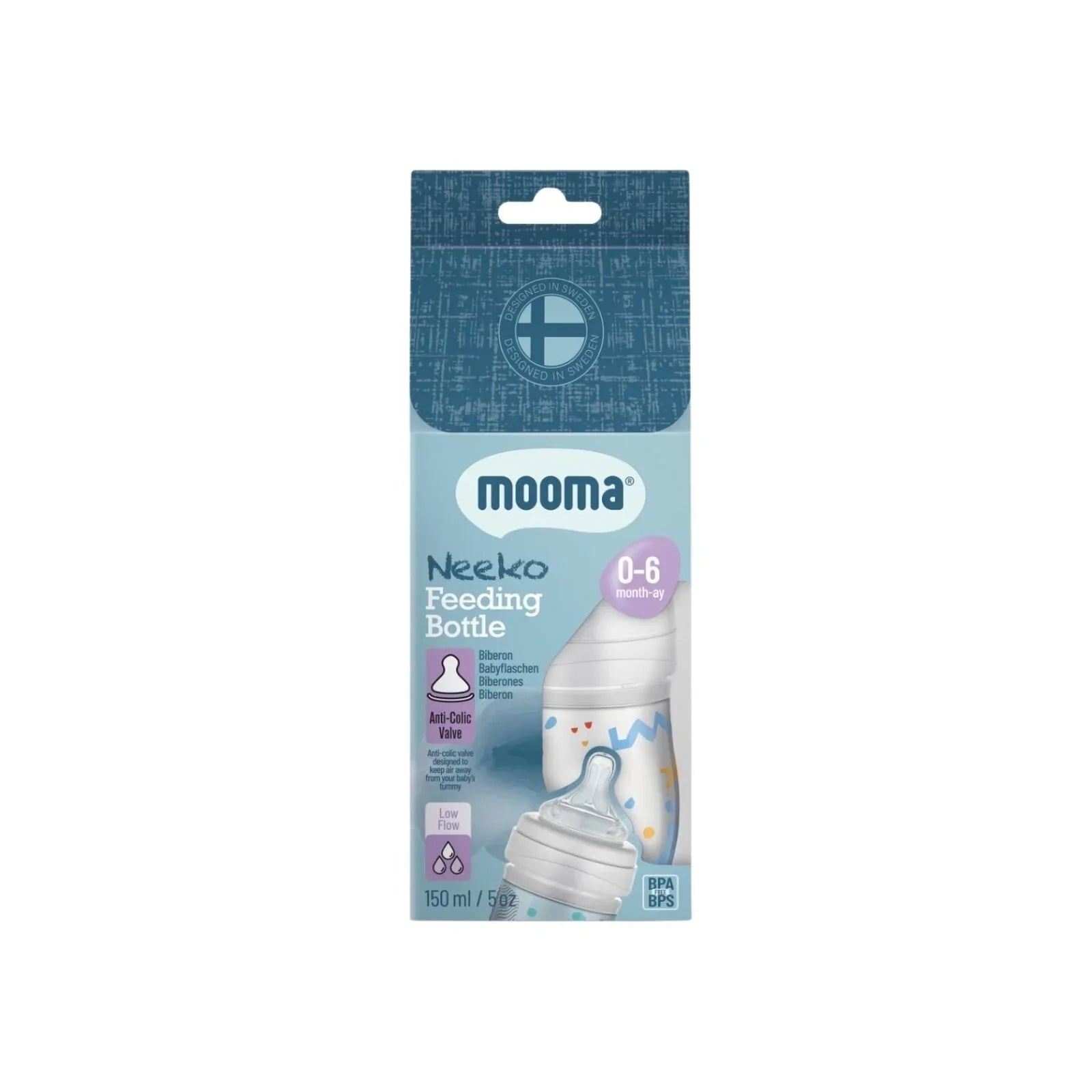 Mooma Neeko Bottle Slow Flow 0 - 6 months 150ml - Confetti - mezetto ebebek ebebek