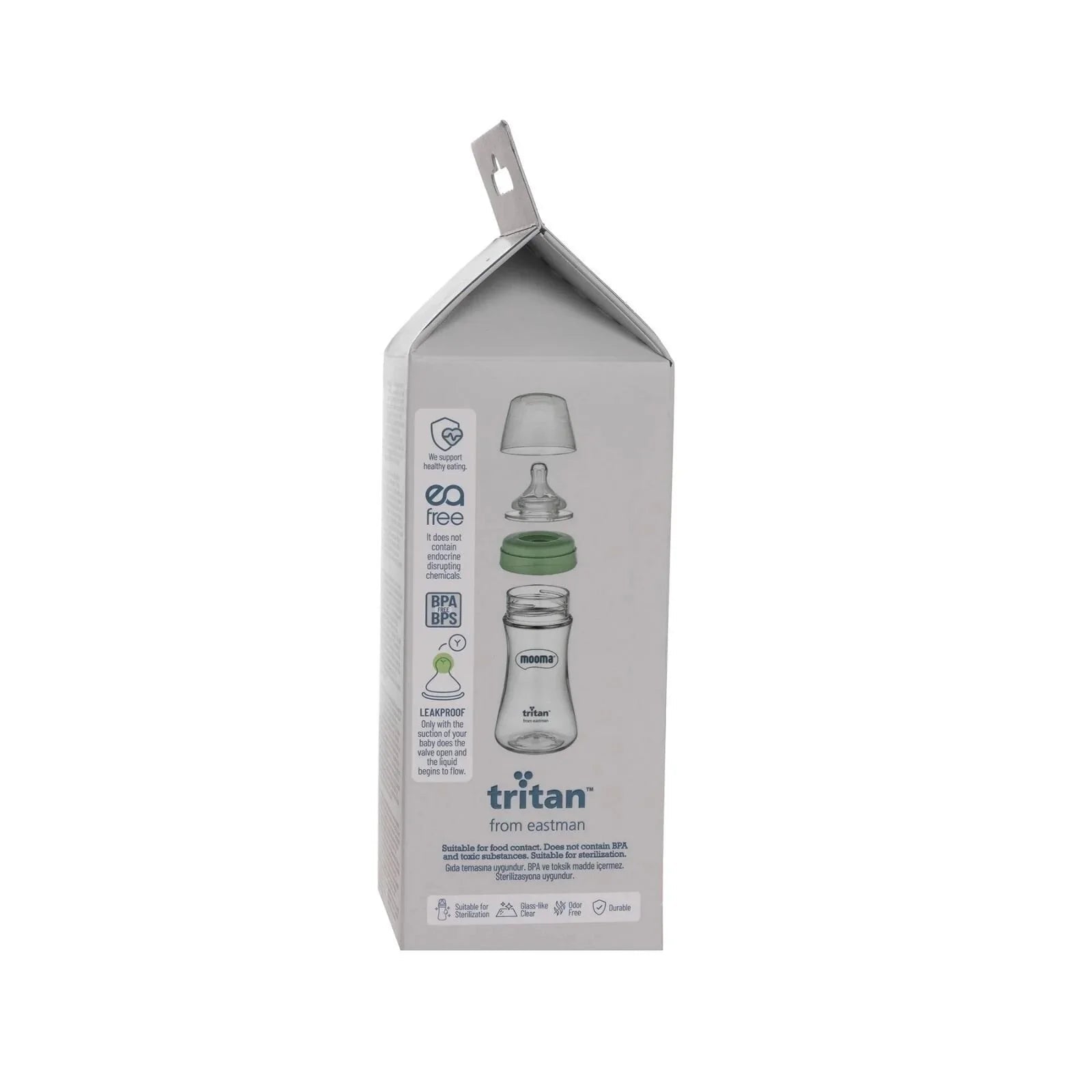 Mooma Neutra Tritan Bottle Fast Flow 18+ months 250ml - Sage Green - mezetto ebebek ebebek