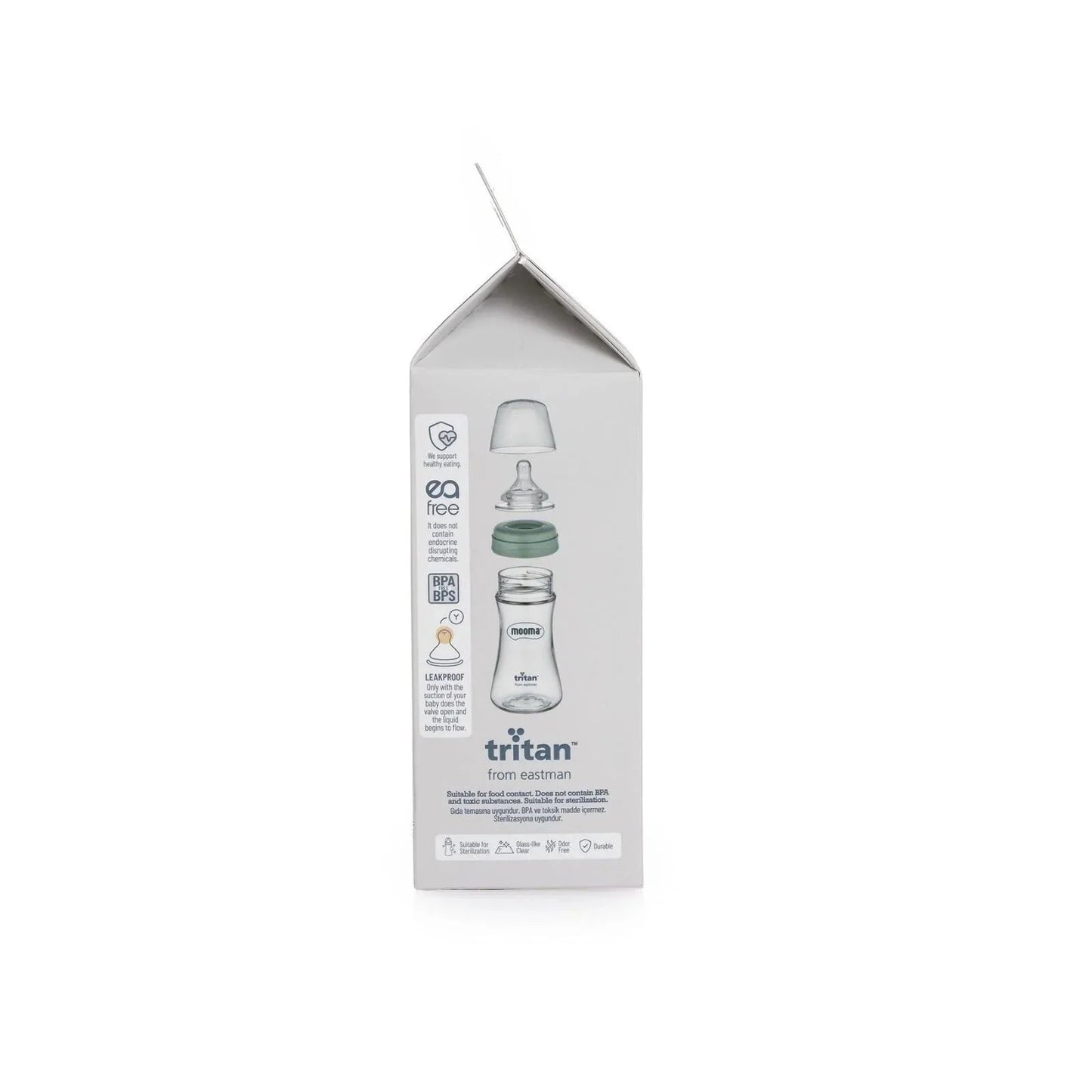 Mooma Neutra Tritan Bottle Medium Flow 6 - 18 months 250ml - Sage Green - mezetto ebebek ebebek