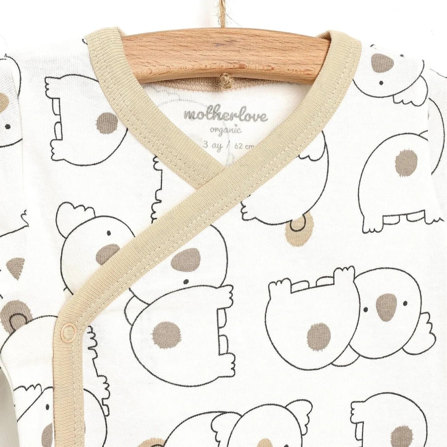 Motherlove Newborn Organic Sleeve Bodysuit - Beige - mezetto ebebek ebebek
