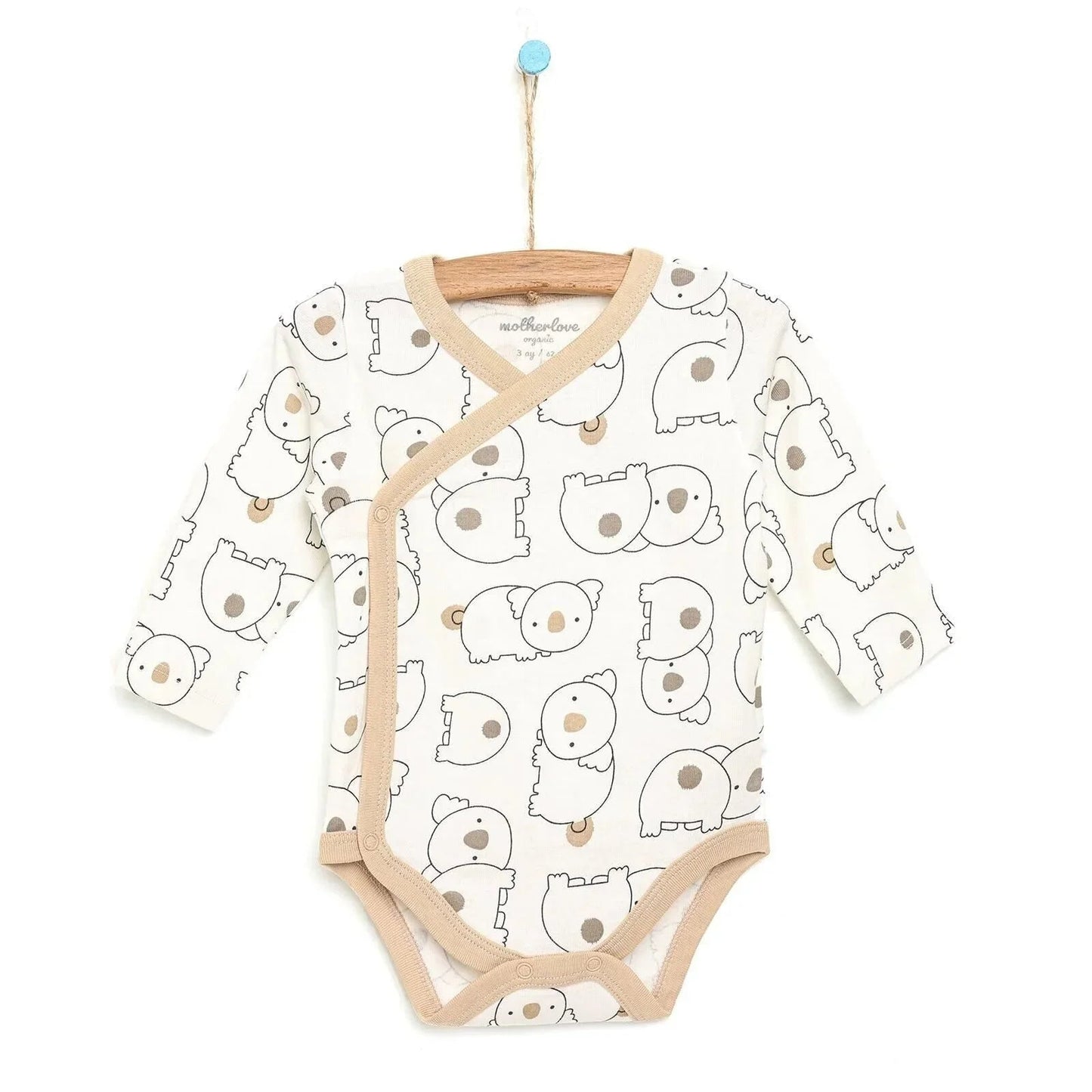 Motherlove Newborn Organic Sleeve Bodysuit - Beige - mezetto ebebek ebebek