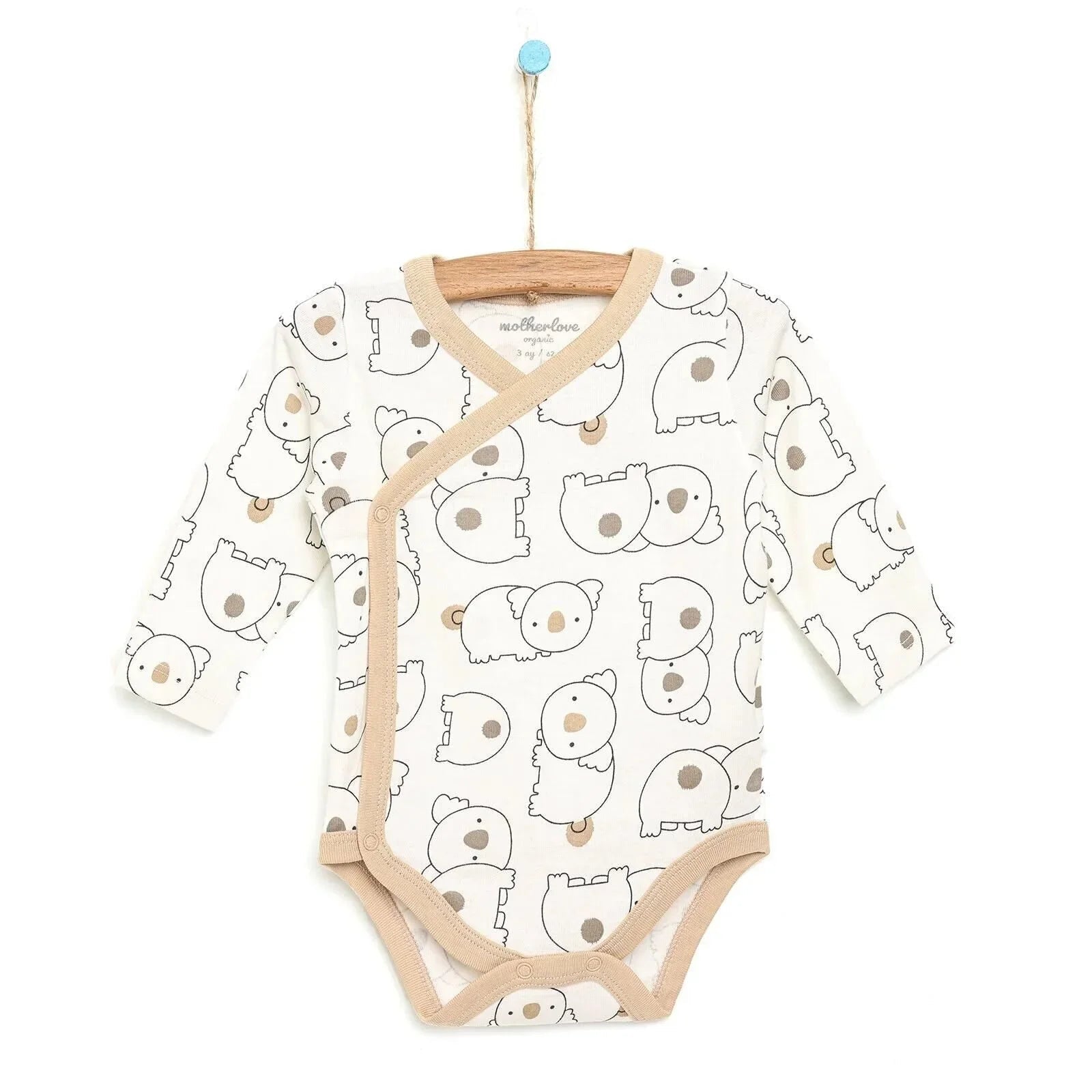 Motherlove Newborn Organic Sleeve Bodysuit - Beige - mezetto ebebek ebebek