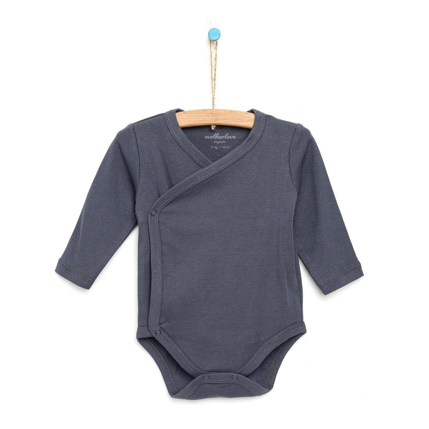 Motherlove Newborn Organic Sleeve Bodysuit - Charcoal - mezetto ebebek ebebek