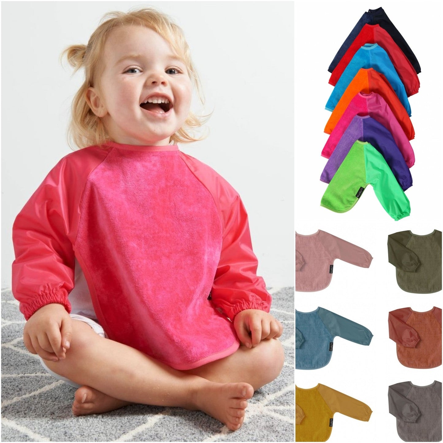Mum 2 Mum Sleeved Wonder Bib - Two Sizes, 15 Colours - mezetto Baby&More Baby&More