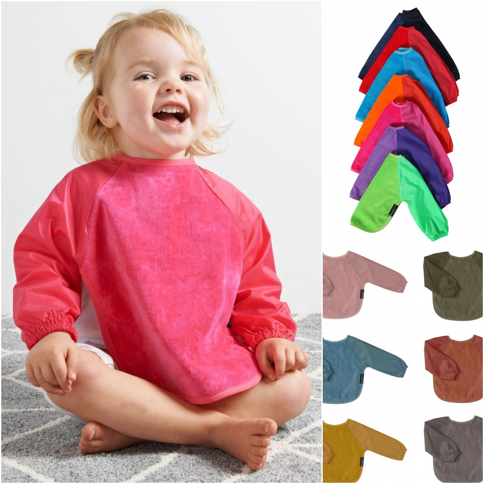 Mum 2 Mum Sleeved Wonder Bib - Two Sizes, 15 Colours - mezetto Baby&More Baby&More