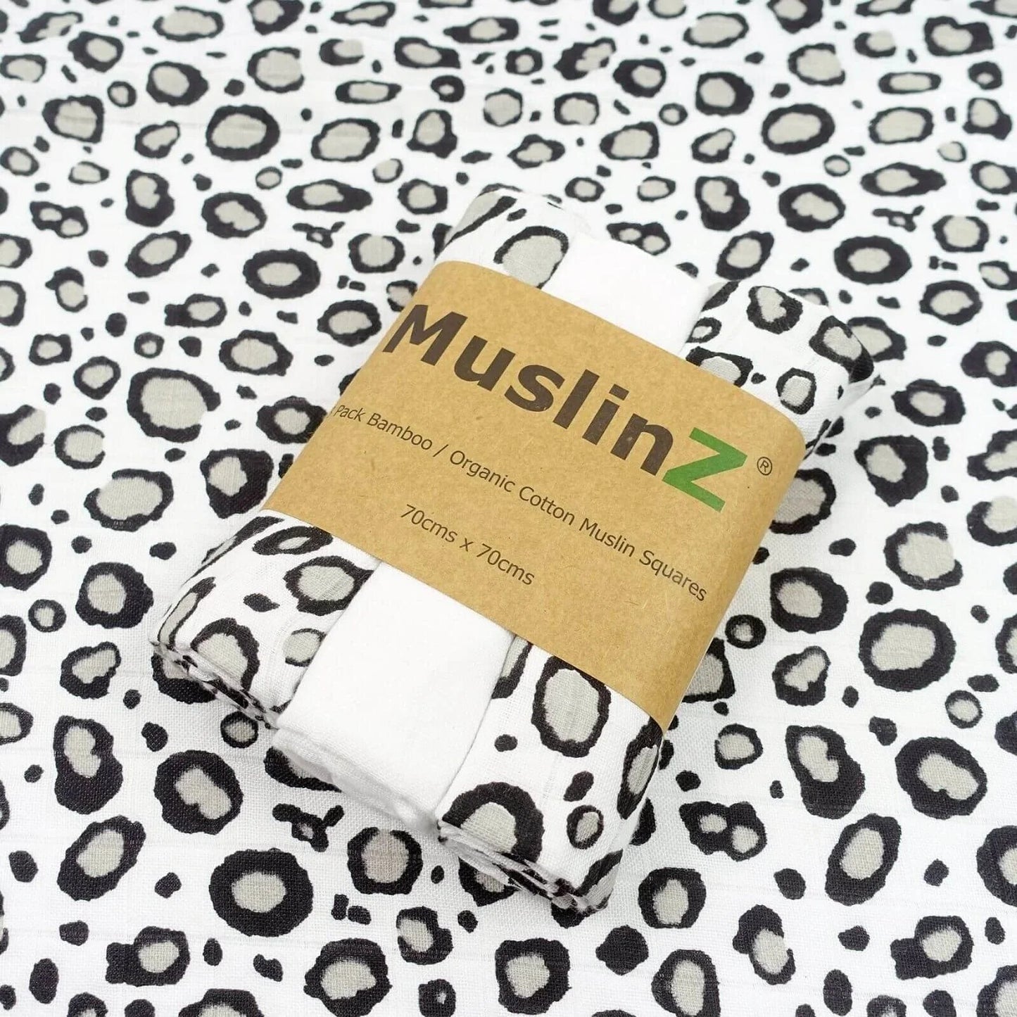 MuslinZ 3 Pack Bamboo/Organic Cotton Muslin Squares 70x70cm - Leopard - mezetto ebebek ebebek
