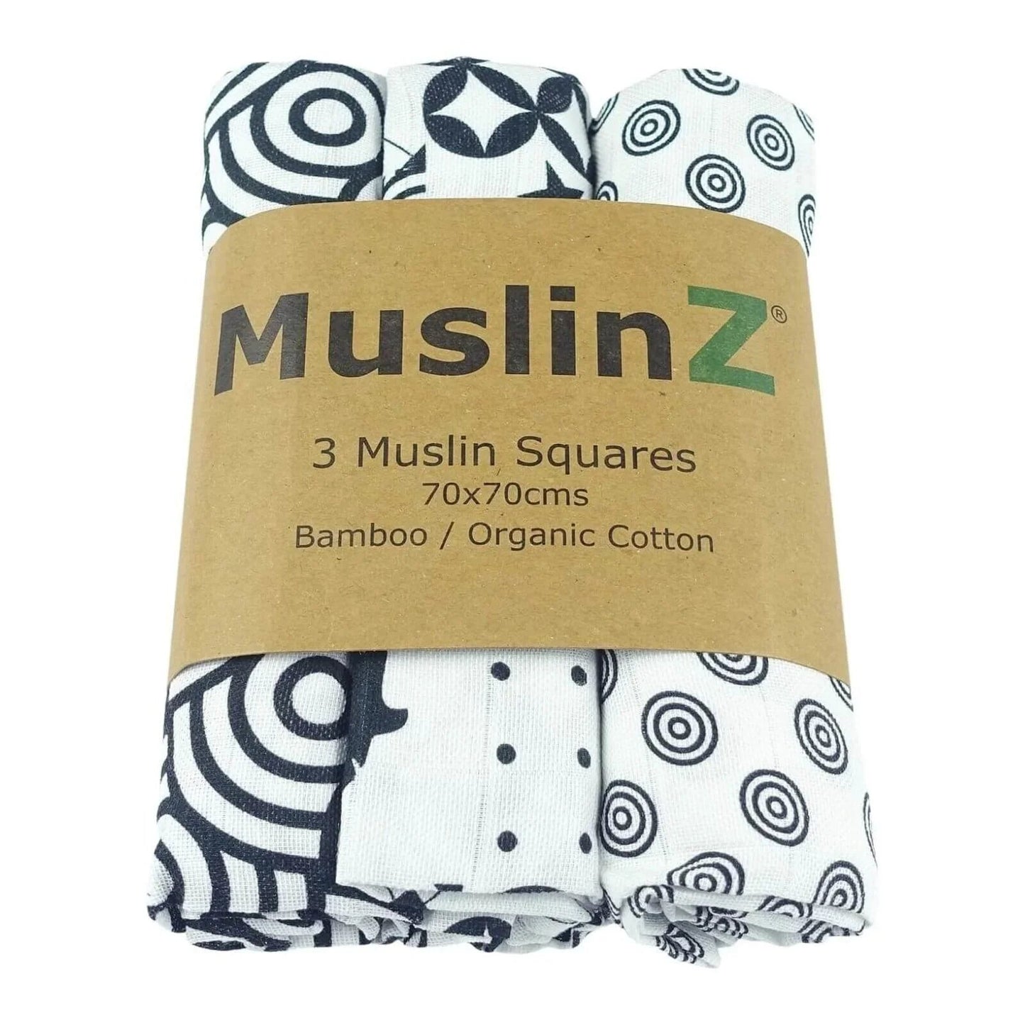 MuslinZ 3 Pack Bamboo/Organic Cotton Muslin Squares 70x70cm - Sensory - mezetto ebebek ebebek