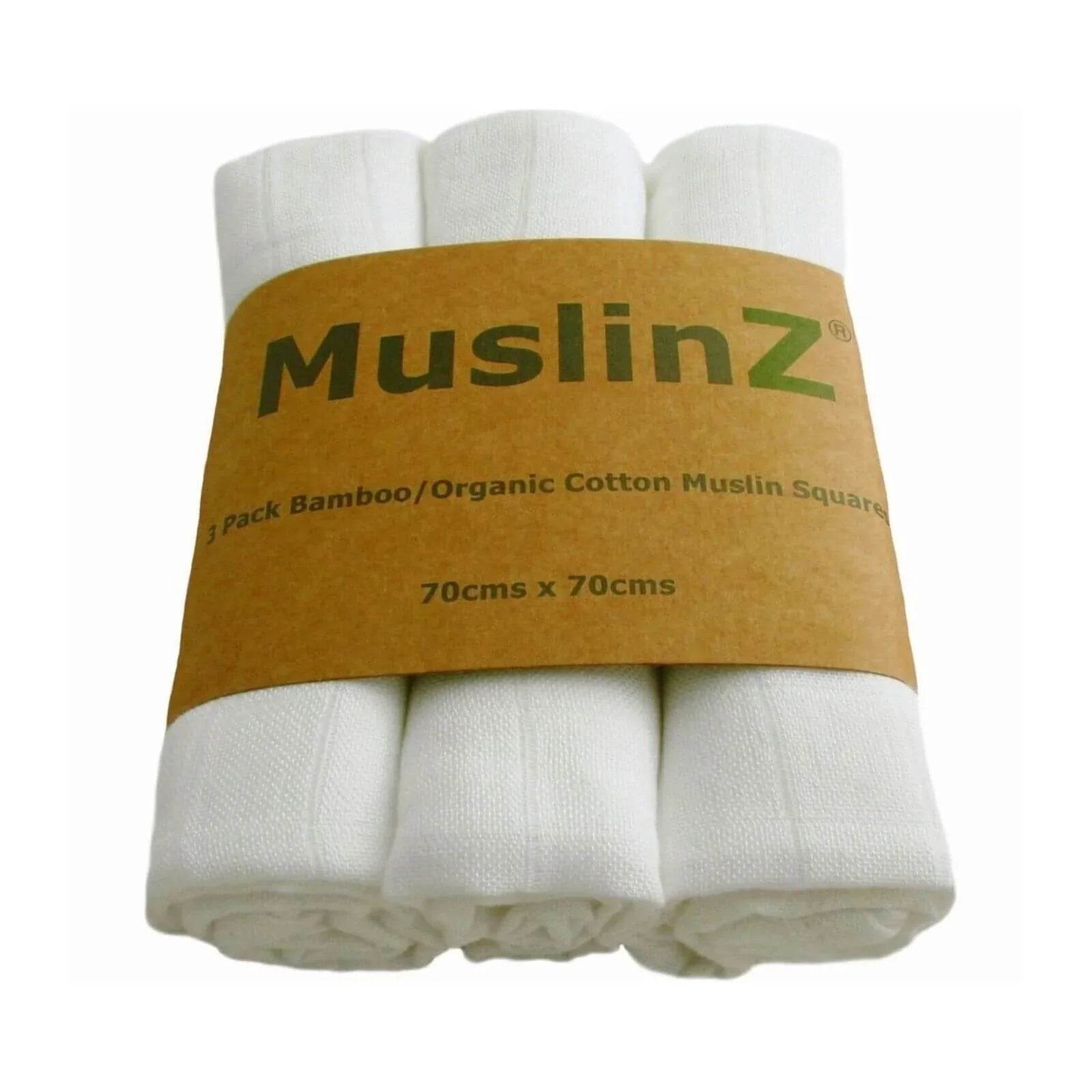 MuslinZ 3 Pack Bamboo/Organic Cotton Muslin Squares 70x70cm - White - mezetto ebebek ebebek