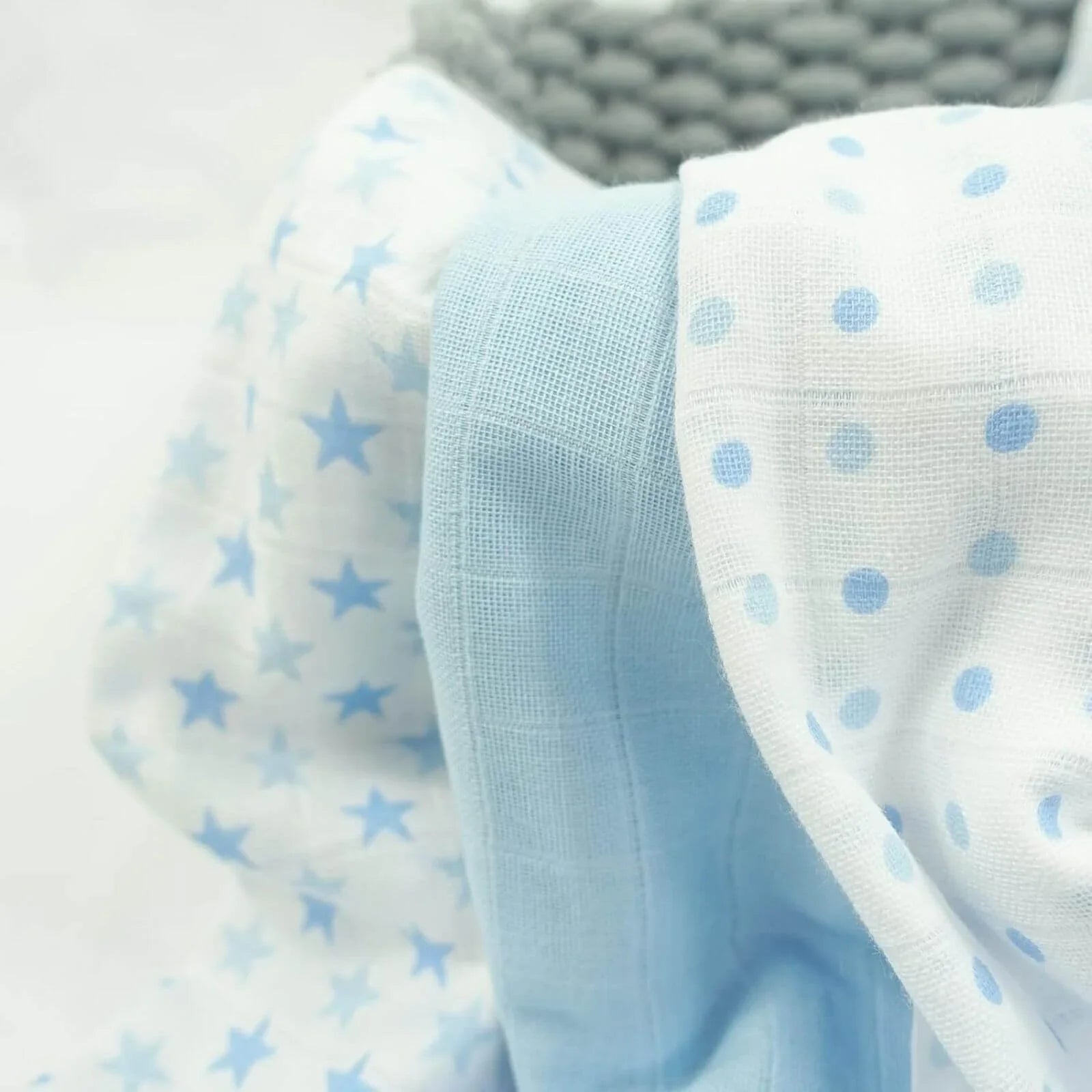 MuslinZ 6 Pack Muslin Squares 70x70cm - Blue - mezetto ebebek ebebek