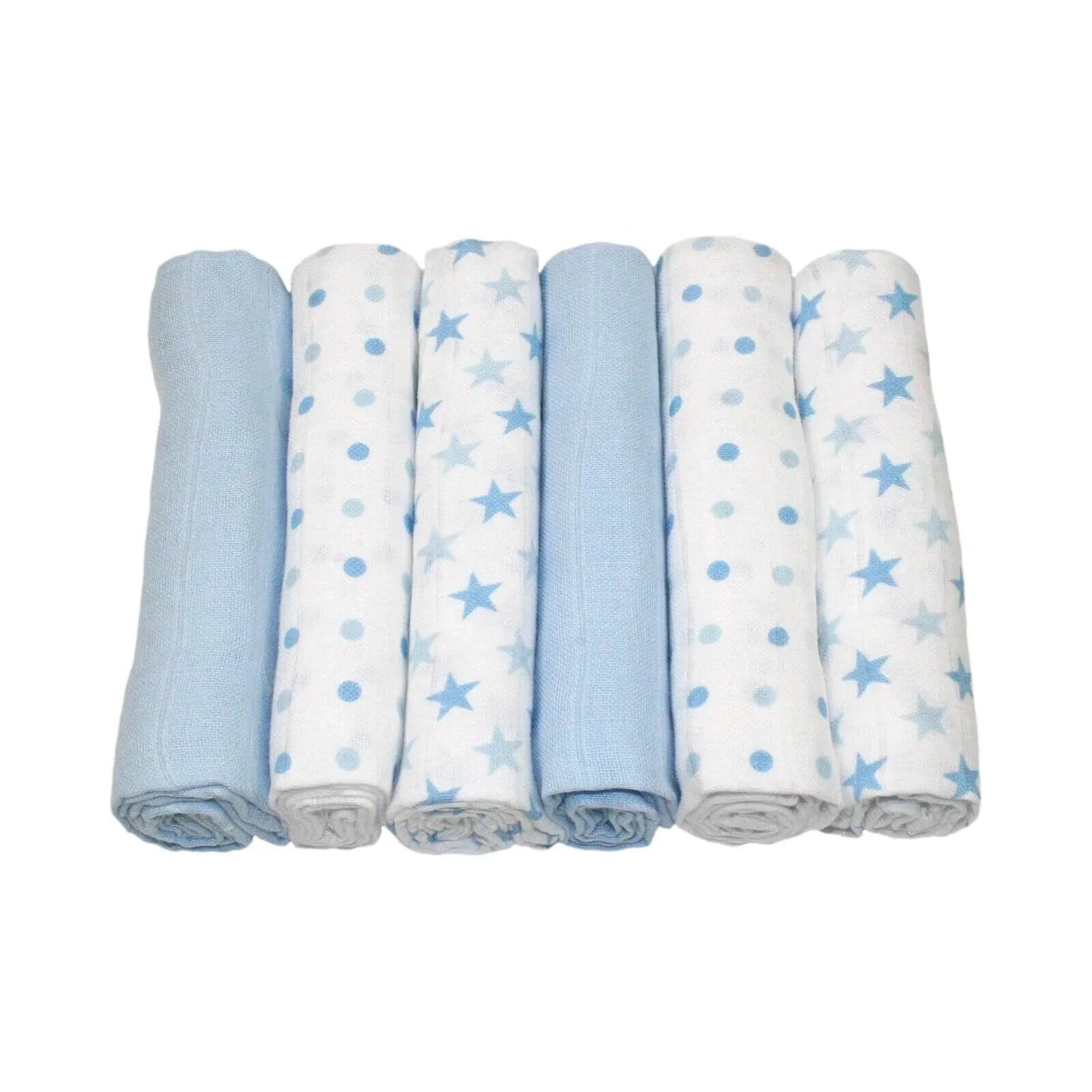 MuslinZ 6 Pack Muslin Squares 70x70cm - Blue - mezetto ebebek ebebek