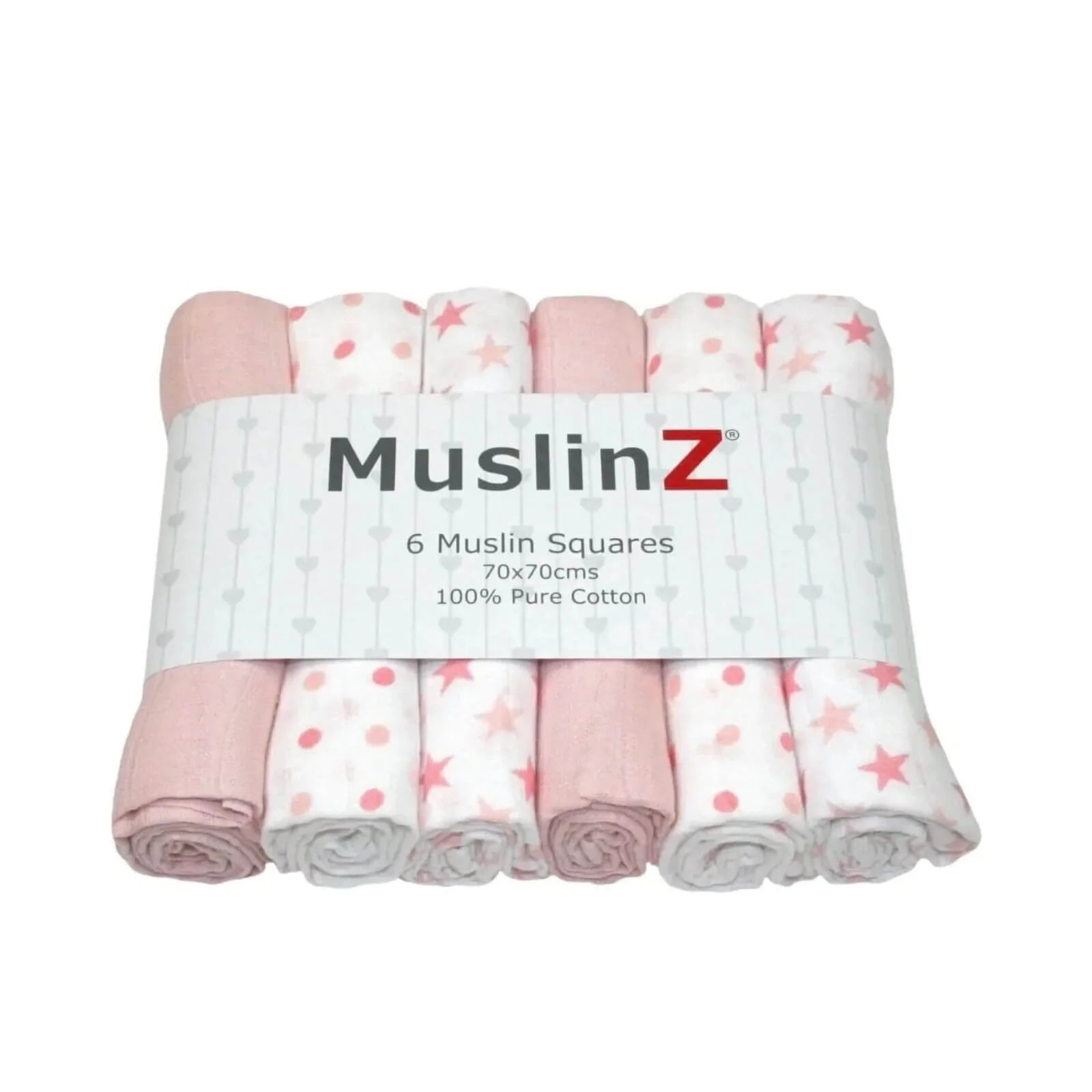 MuslinZ 6 Pack Muslin Squares 70x70cm - Pink - mezetto ebebek ebebek