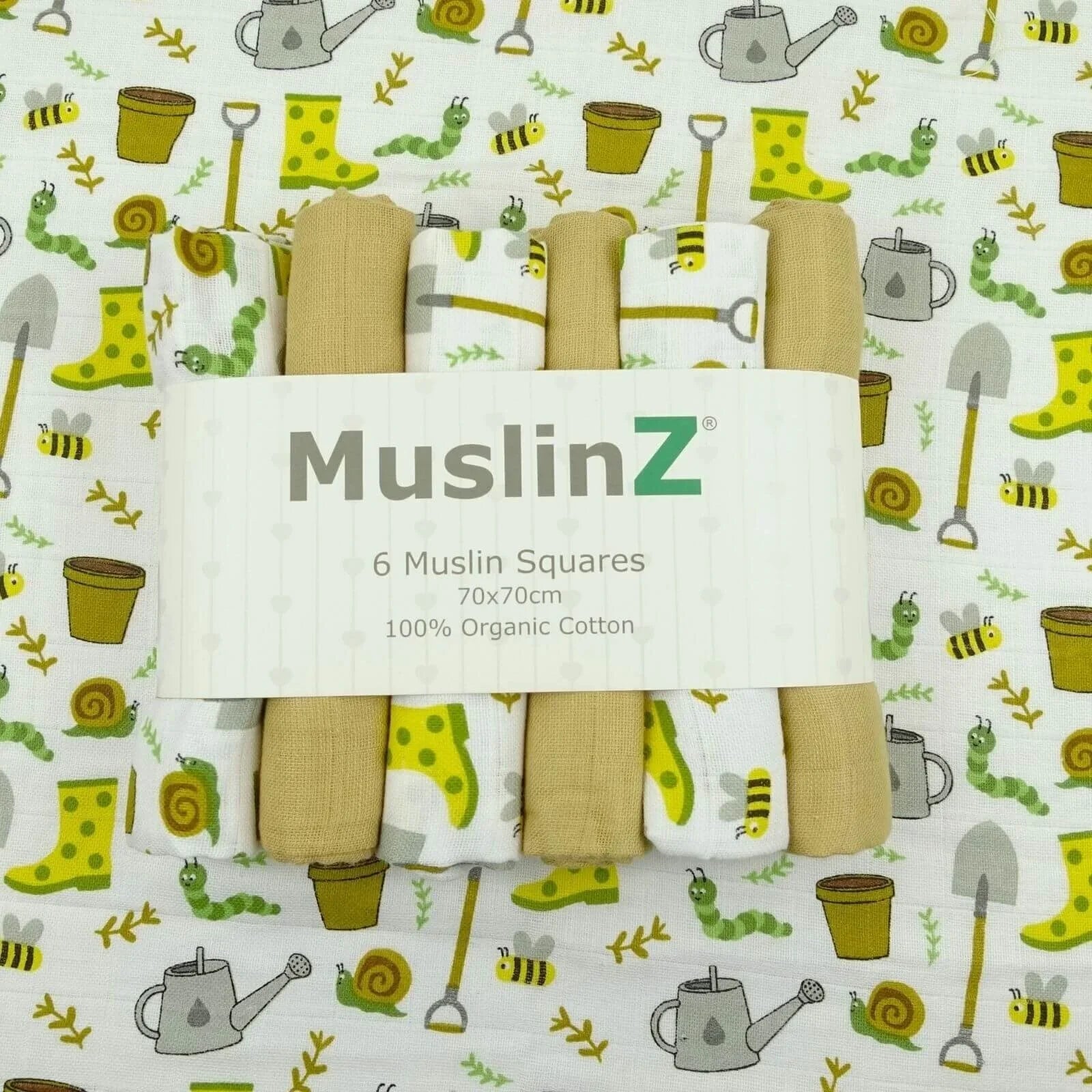 MuslinZ 6 Pack Organic Cotton Muslin Squares 70x70cm - Garden - mezetto ebebek ebebek