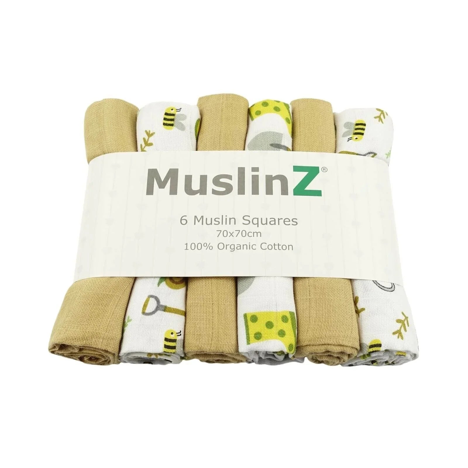MuslinZ 6 Pack Organic Cotton Muslin Squares 70x70cm - Garden - mezetto ebebek ebebek