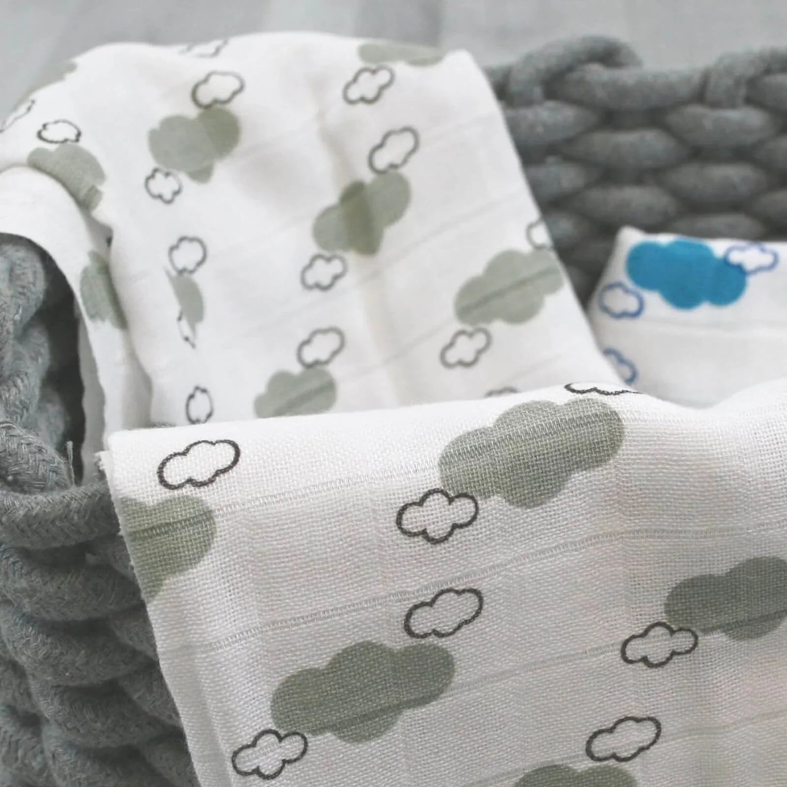 MuslinZ Bamboo/Organic Cotton Muslin Swaddle 120x120cm - Grey Cloud - mezetto ebebek ebebek