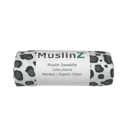 MuslinZ Bamboo/Organic Cotton Muslin Swaddle 120x120cm - Leopard - mezetto ebebek ebebek