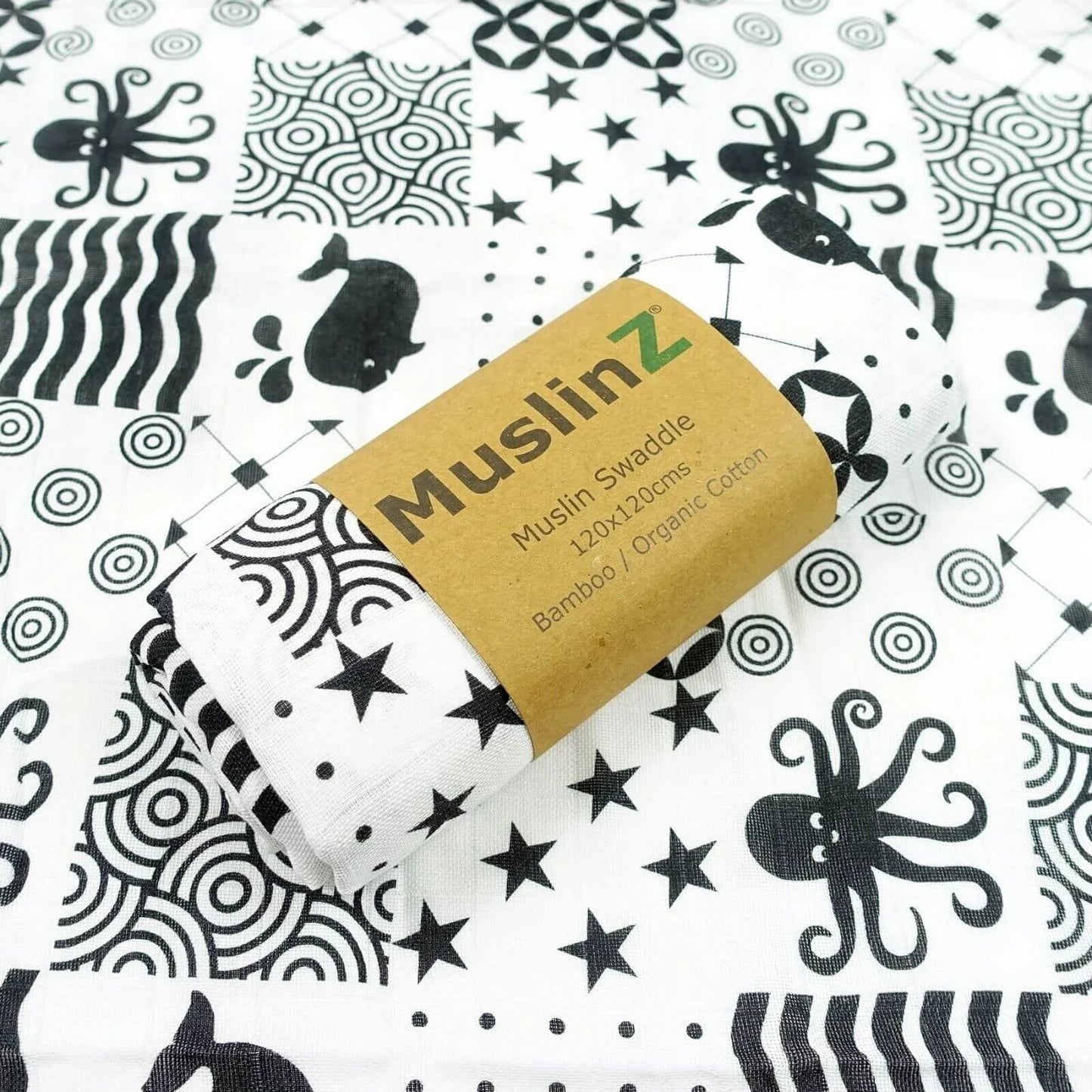 MuslinZ Bamboo/Organic Cotton Muslin Swaddle 120x120cm - Sensory - mezetto ebebek ebebek