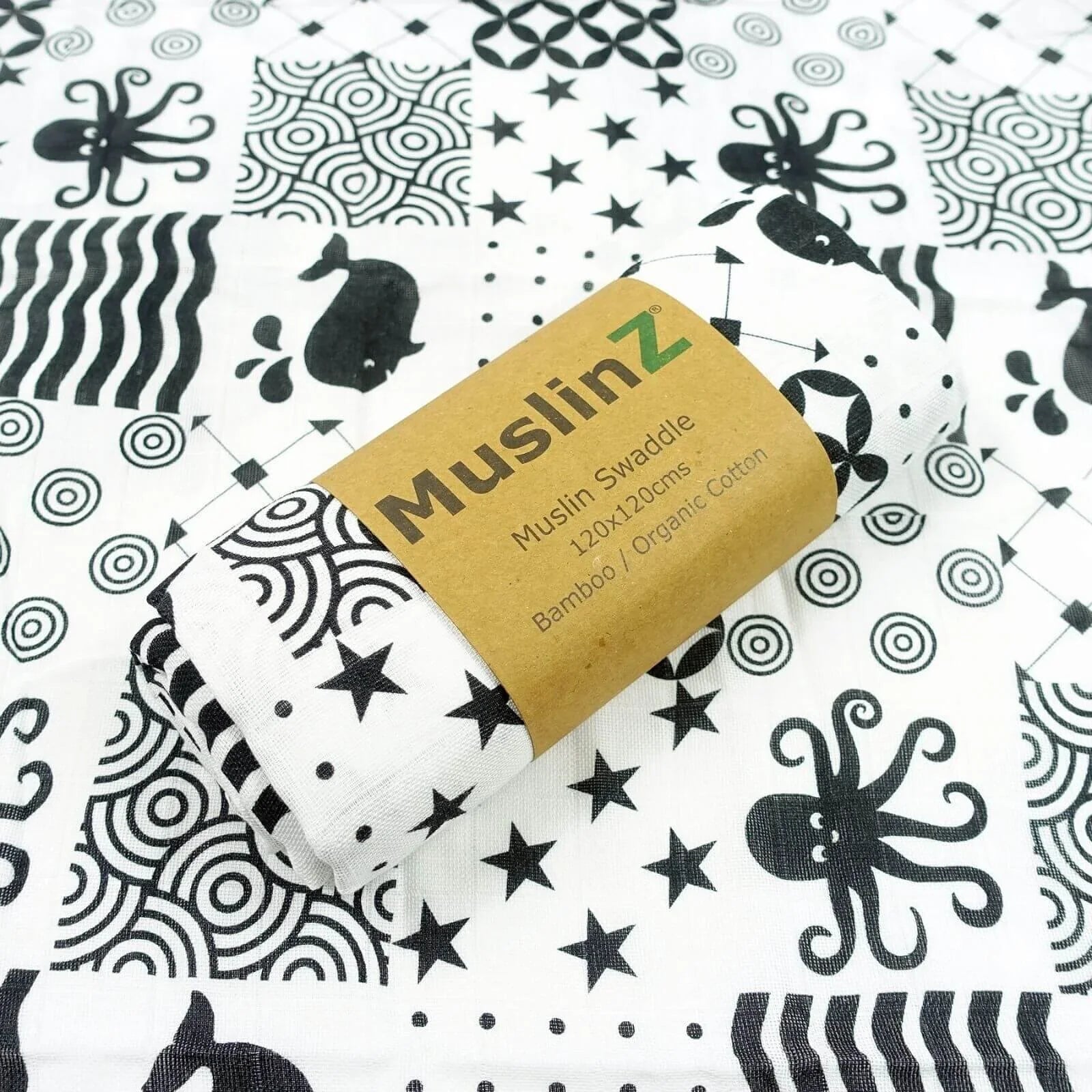 MuslinZ Bamboo/Organic Cotton Muslin Swaddle 120x120cm - Sensory - mezetto ebebek ebebek