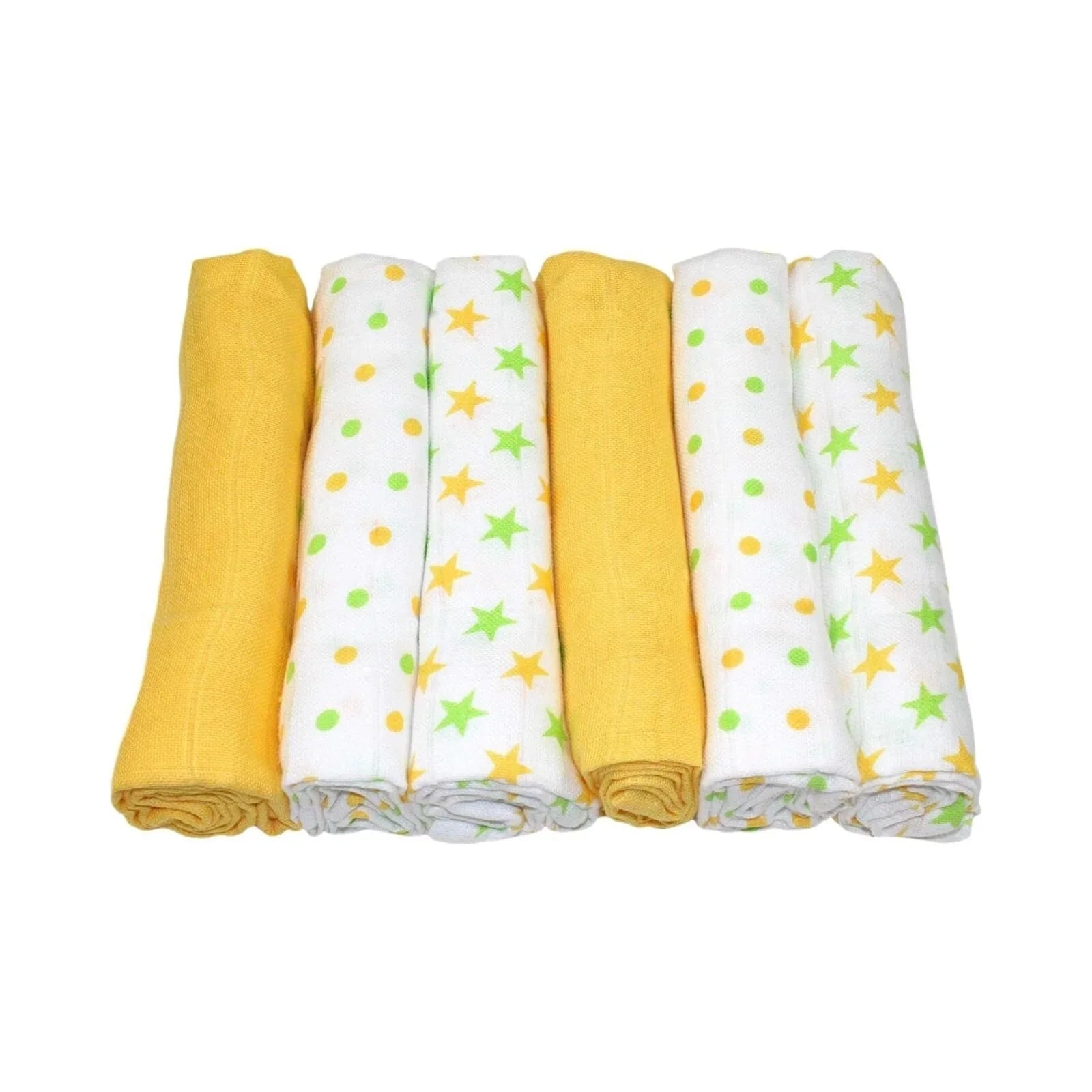 MuslinZ Muslin Squares 70x70cm 6 pcs - Yellow - mezetto ebebek ebebek