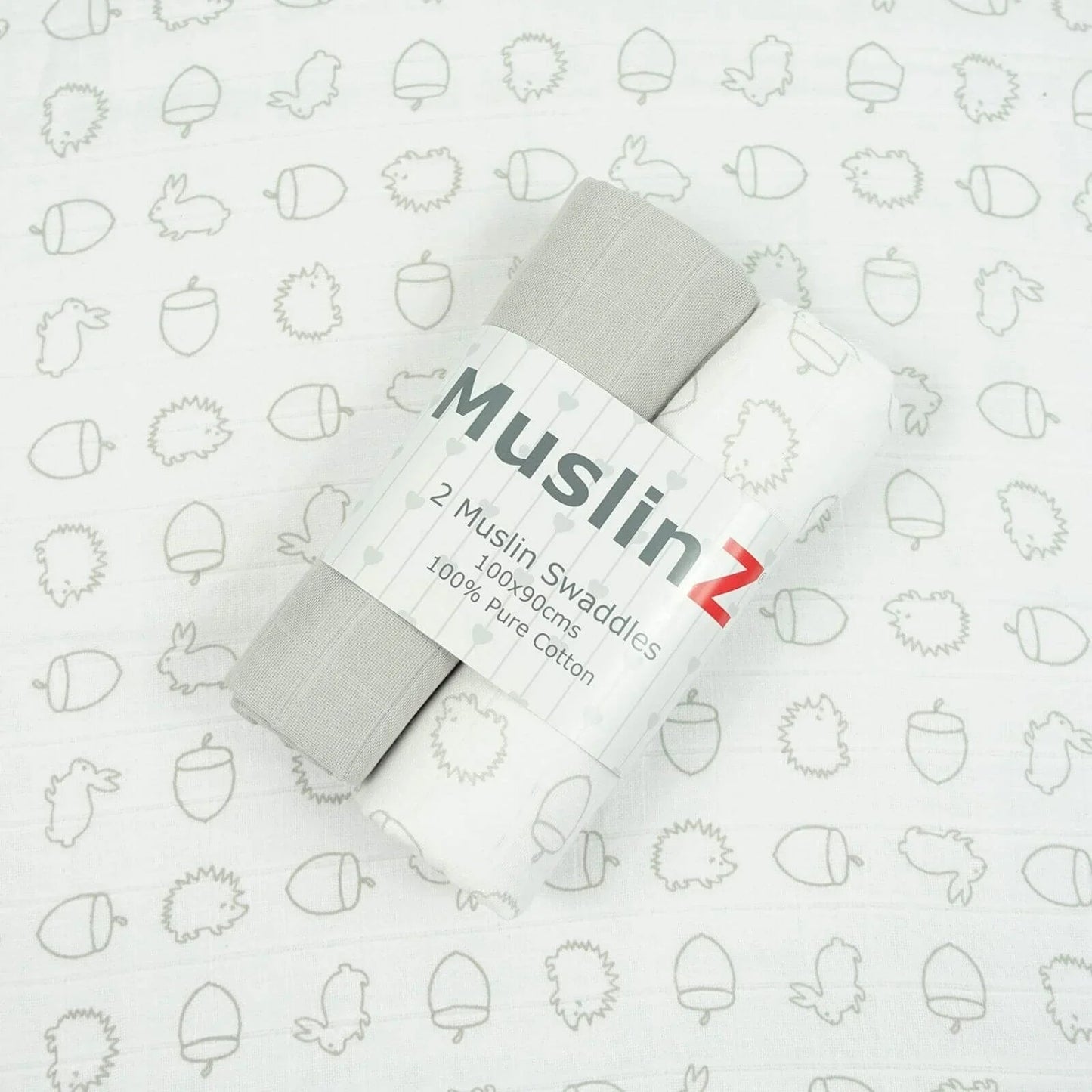 MuslinZ Muslin Swaddles 100x90cm 2 pcs - Grey - mezetto ebebek ebebek