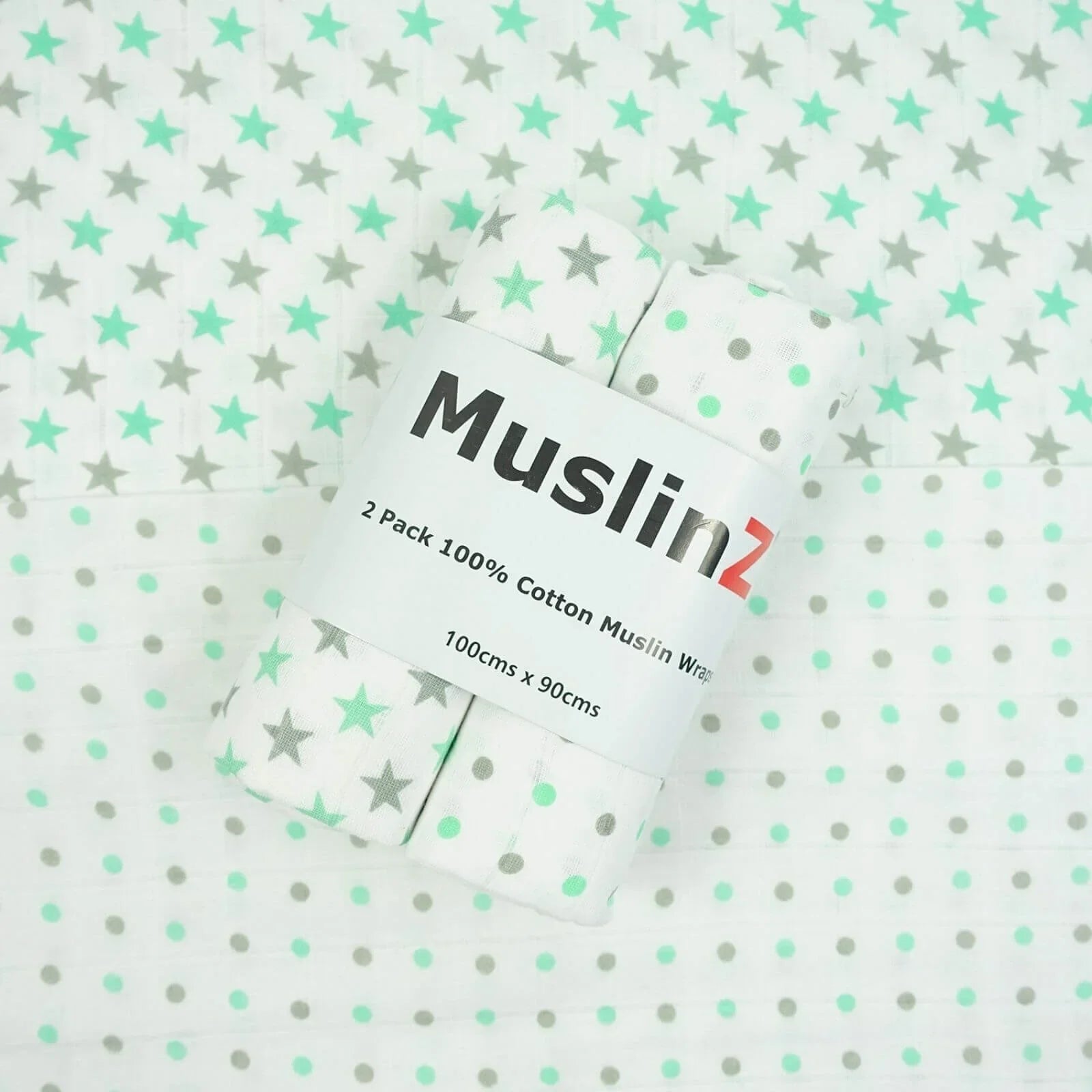 MuslinZ Muslin Swaddles 100x90cm 2 pcs - Mint - mezetto ebebek ebebek