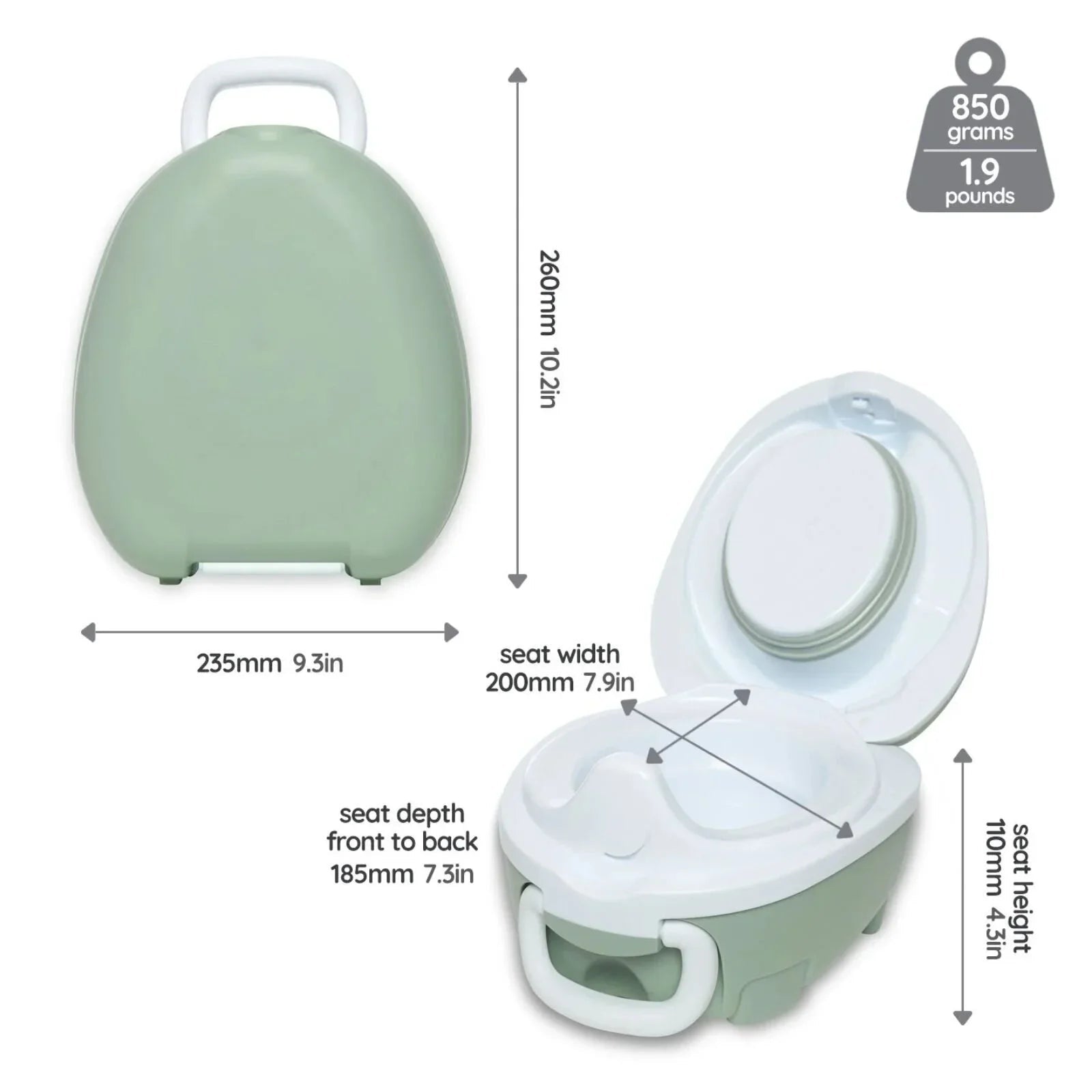 My Carry Potty - Sage Green - mezetto ebebek ebebek