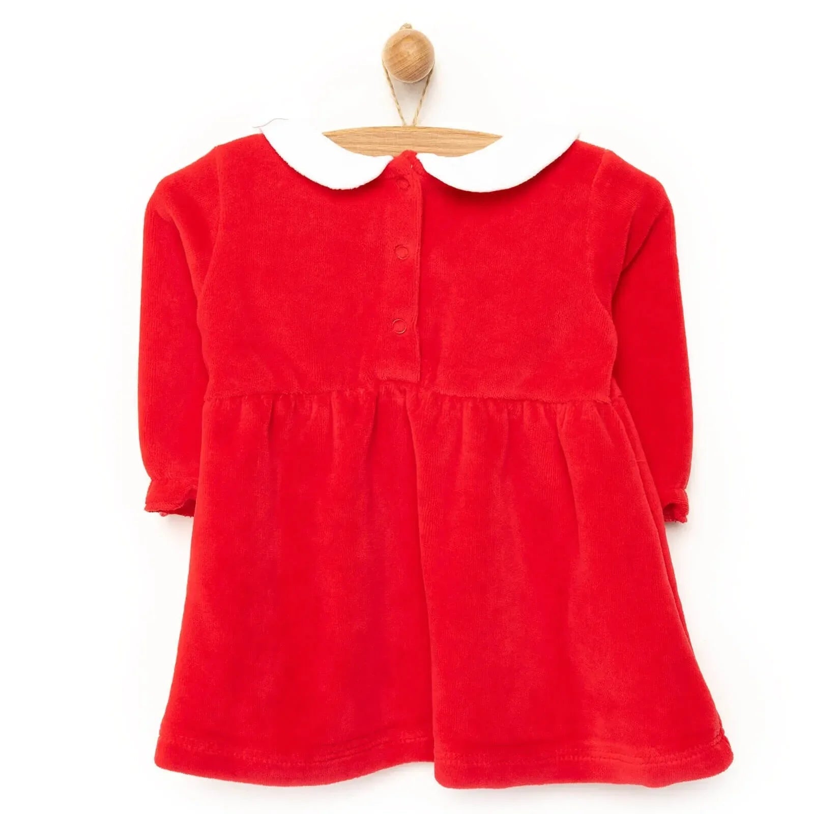 My First Christmas Newborn Girl Velvet Dress - Red - mezetto ebebek ebebek