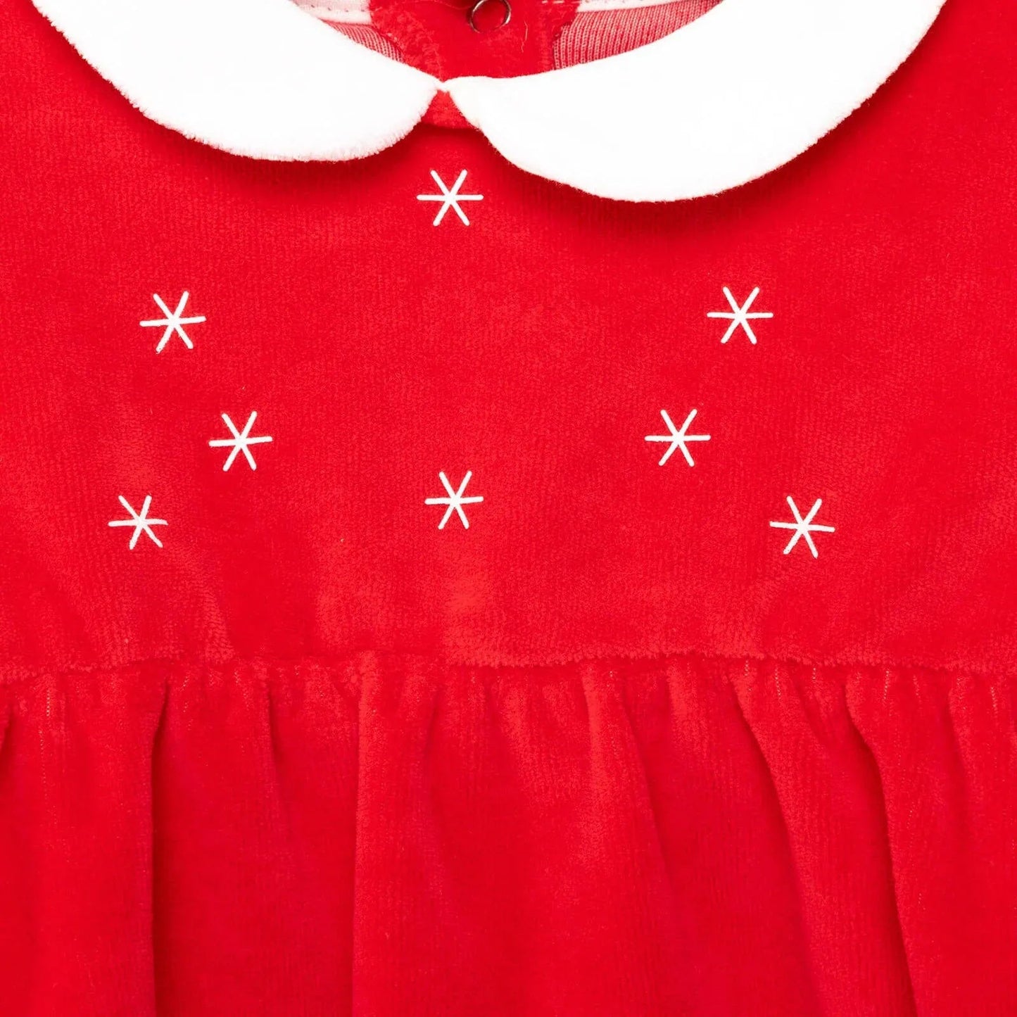 My First Christmas Newborn Girl Velvet Dress - Red - mezetto ebebek ebebek