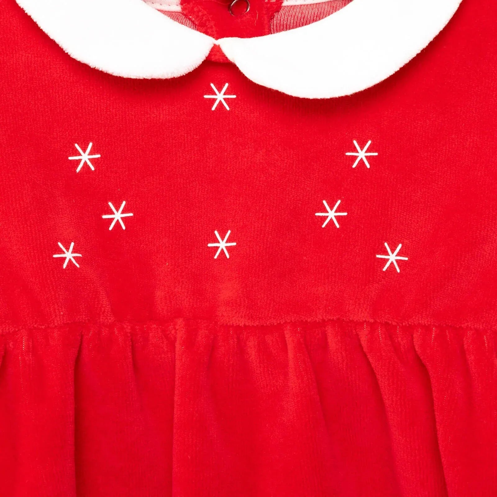 My First Christmas Newborn Girl Velvet Dress - Red - mezetto ebebek ebebek
