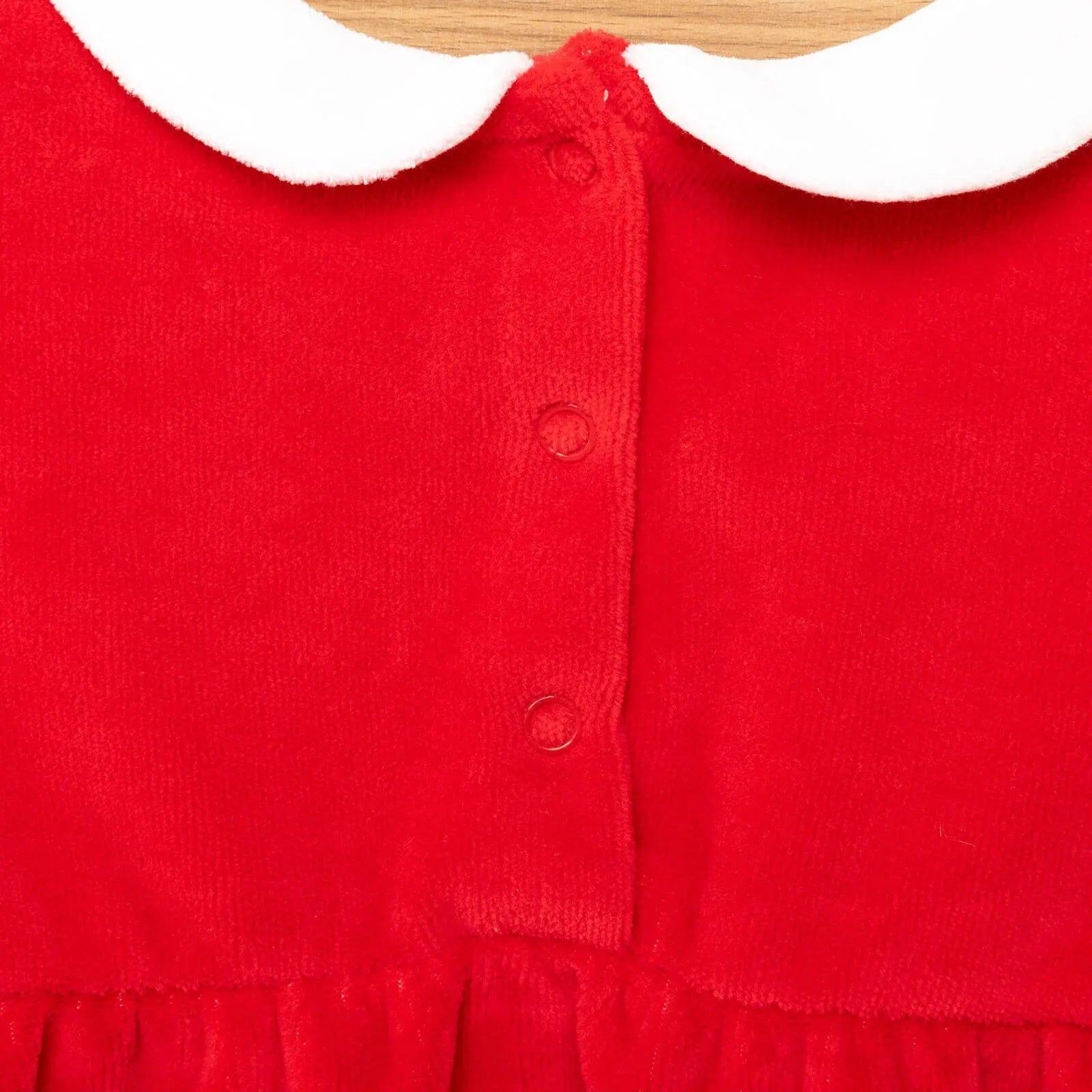 My First Christmas Newborn Girl Velvet Dress - Red - mezetto ebebek ebebek