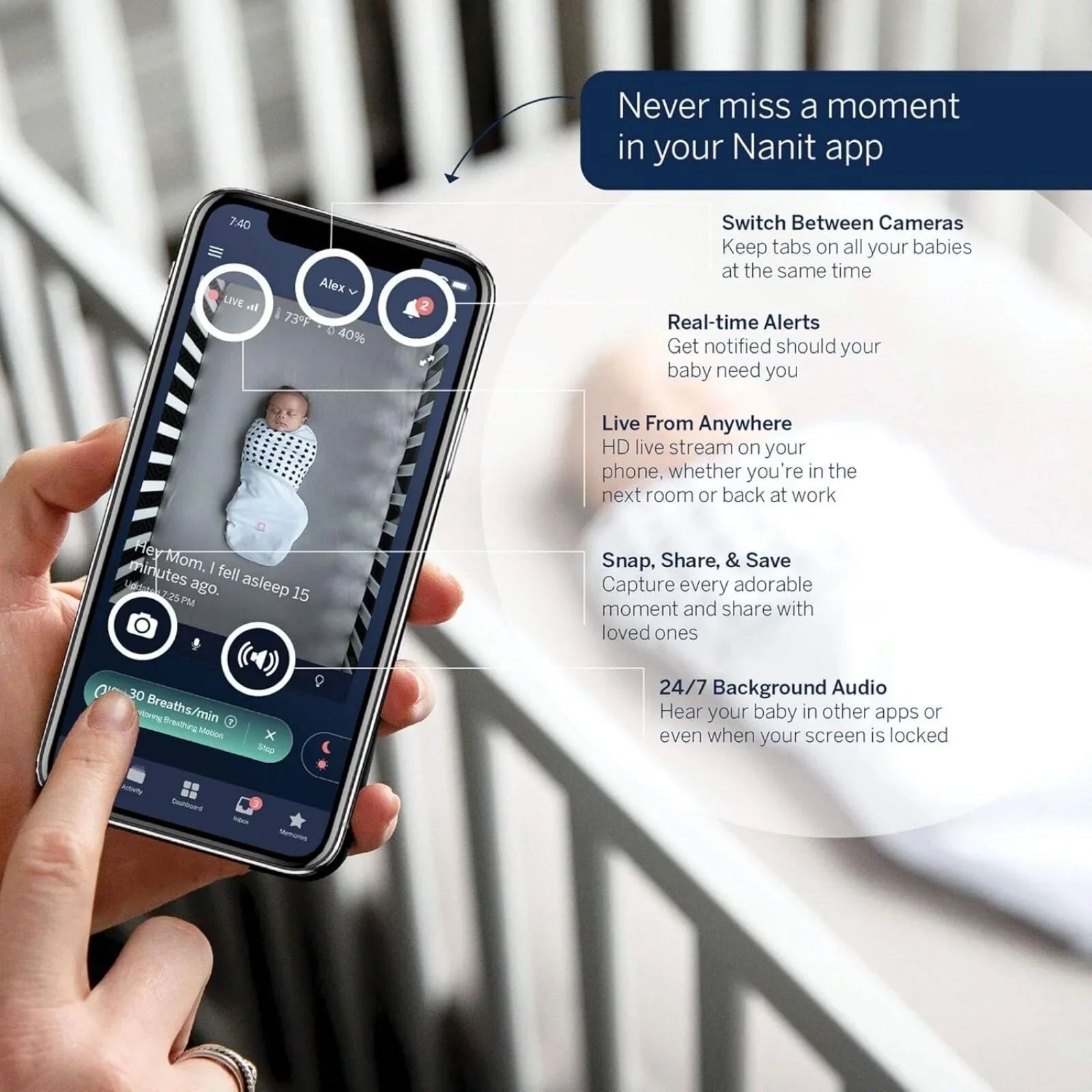 Nanit Pro Baby Monitor & Wall Mount - mezetto ebebek ebebek