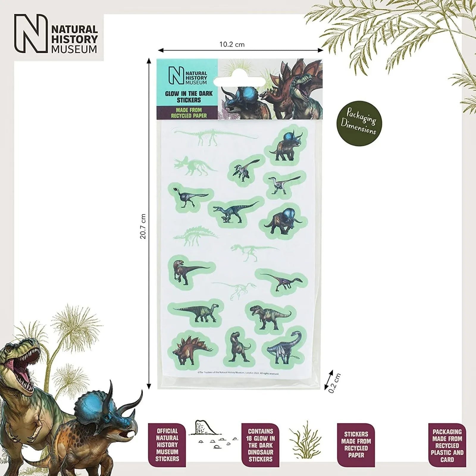 National History Museum Glow in the Dark Stickers - mezetto ebebek ebebek