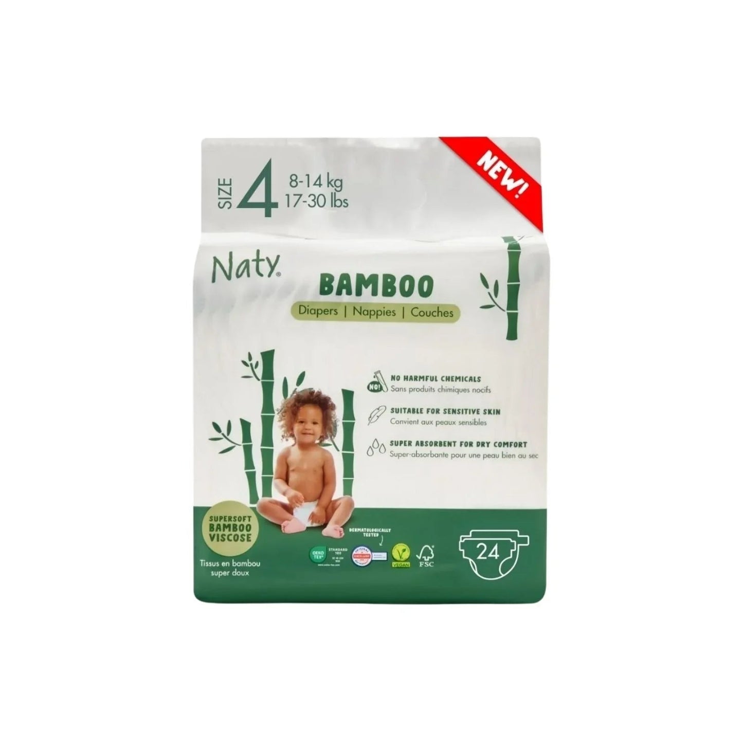 Naty Bamboo Viscose Baby Nappies Size 4 - 24 nappies - mezetto ebebek ebebek