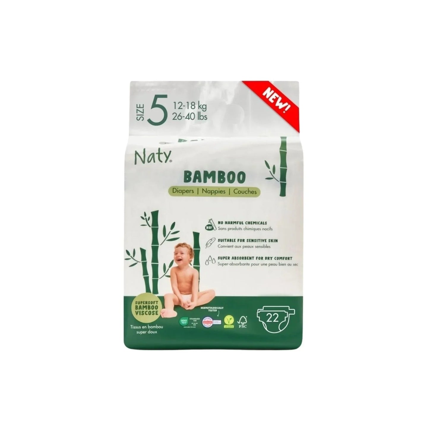 Naty Bamboo Viscose Baby Nappies Size 5 - 22 nappies - mezetto ebebek ebebek