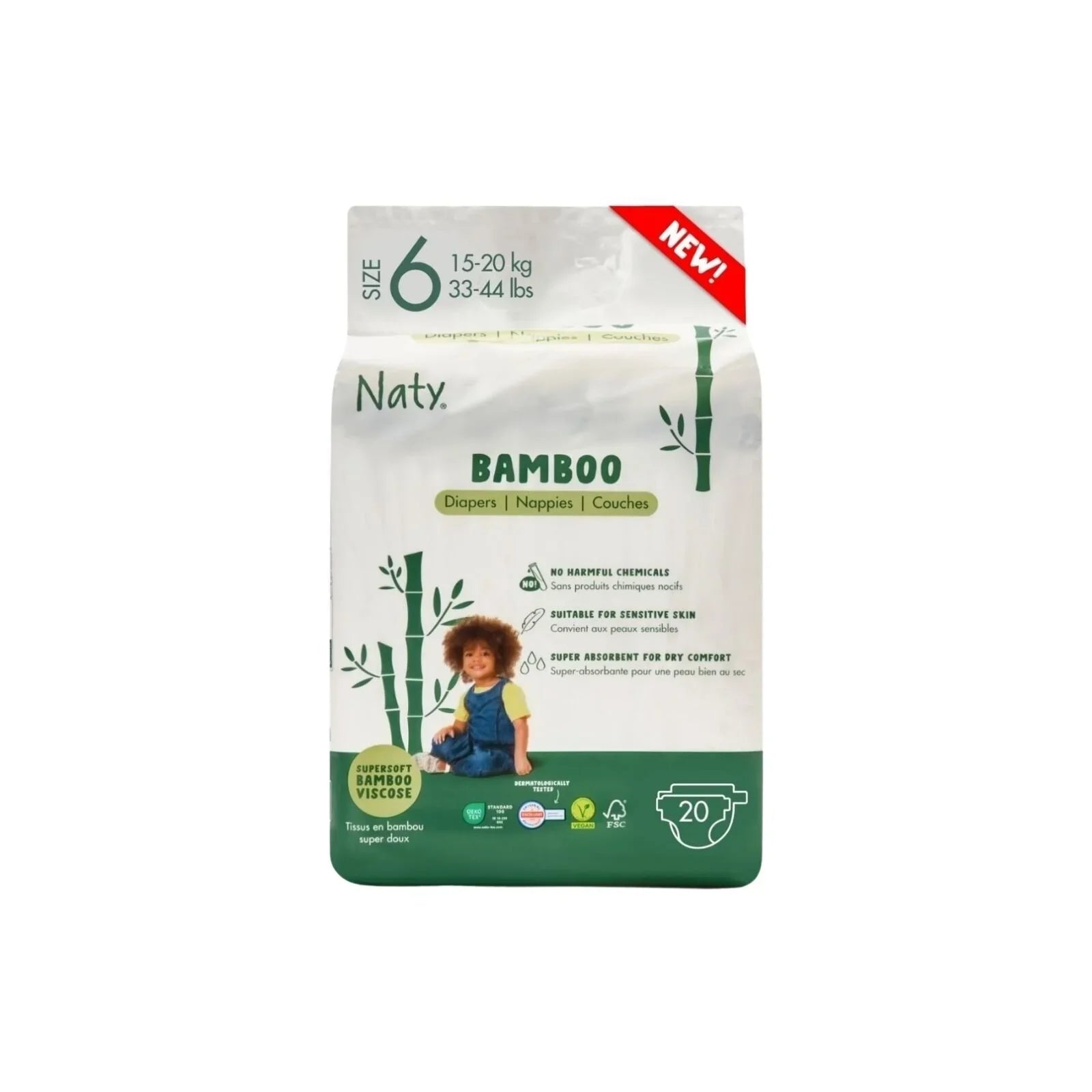Naty Bamboo Viscose Baby Nappies Size 6 - 20 nappies - mezetto ebebek ebebek