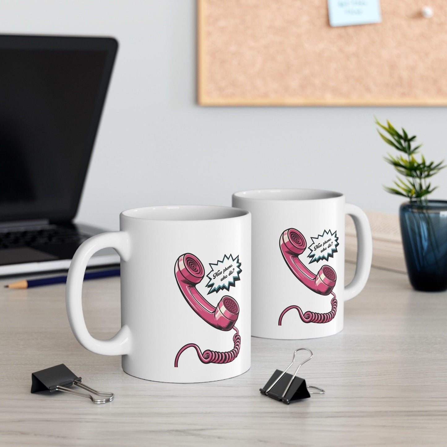 New Phone, Who Dis? – Pink Retro - Phone Mug - mezetto KEOLIX KEOLIX
