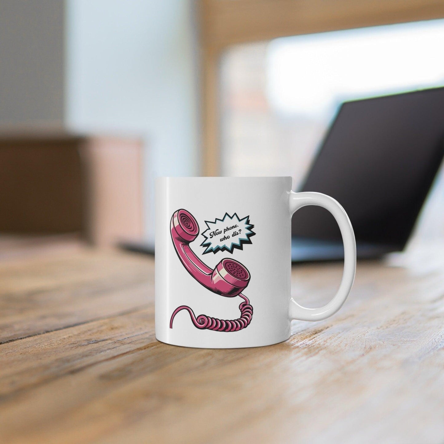 New Phone, Who Dis? – Pink Retro - Phone Mug - mezetto KEOLIX KEOLIX
