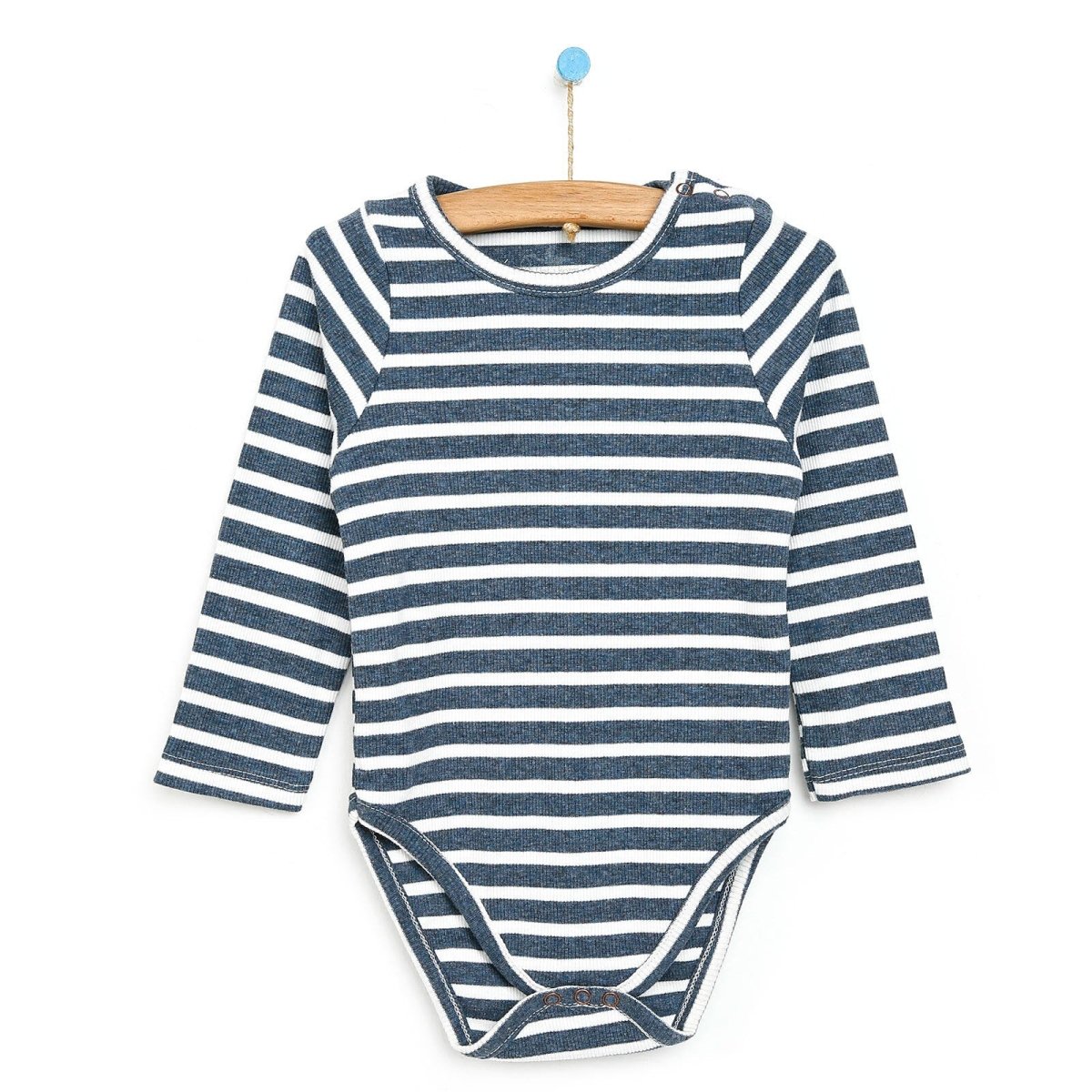 Newborn Fashion Club Long Sleeve Bodysuit - Indigo - mezetto ebebek ebebek