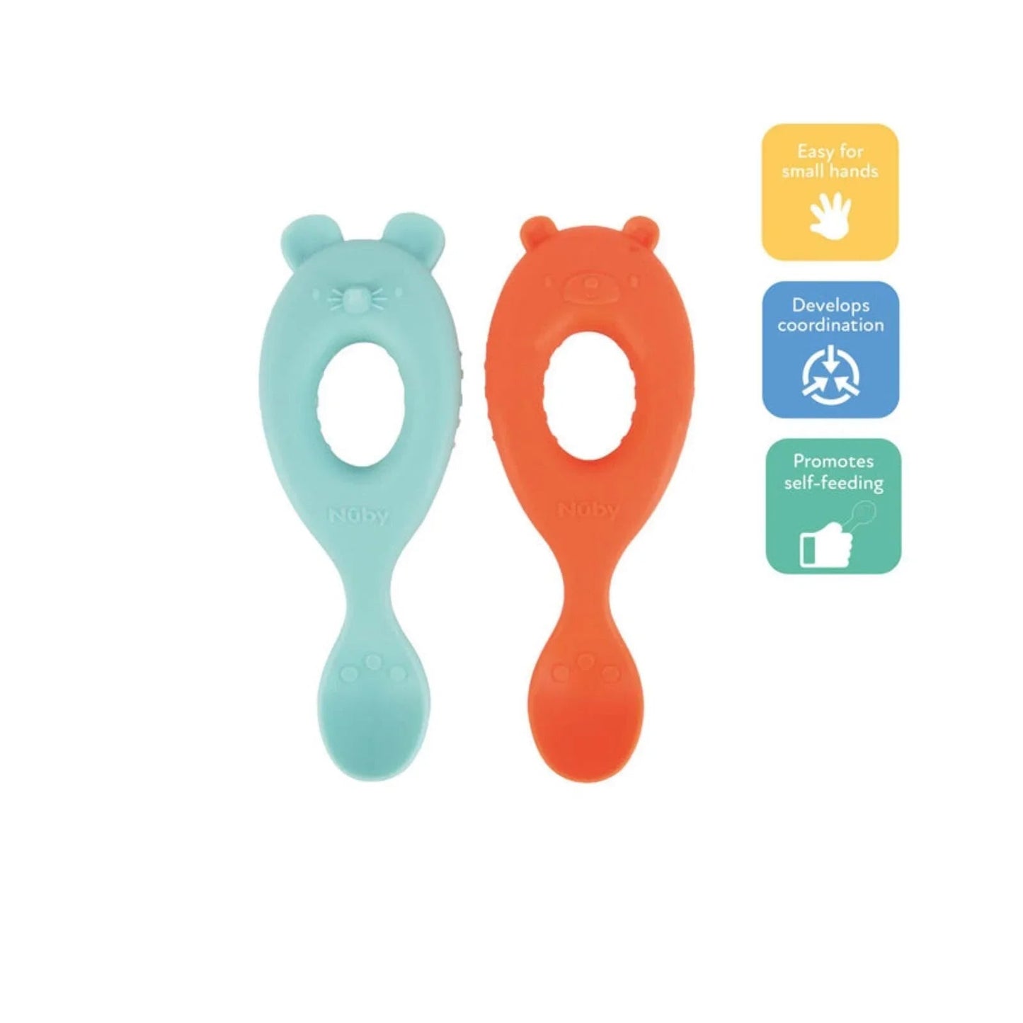 Nuby Easy Grip Baby Spoons Pack of 2 - mezetto ebebek ebebek