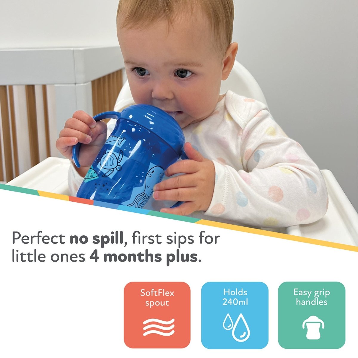 Nuby Grip N Sip Pack of 2 - Multicolour - mezetto ebebek ebebek